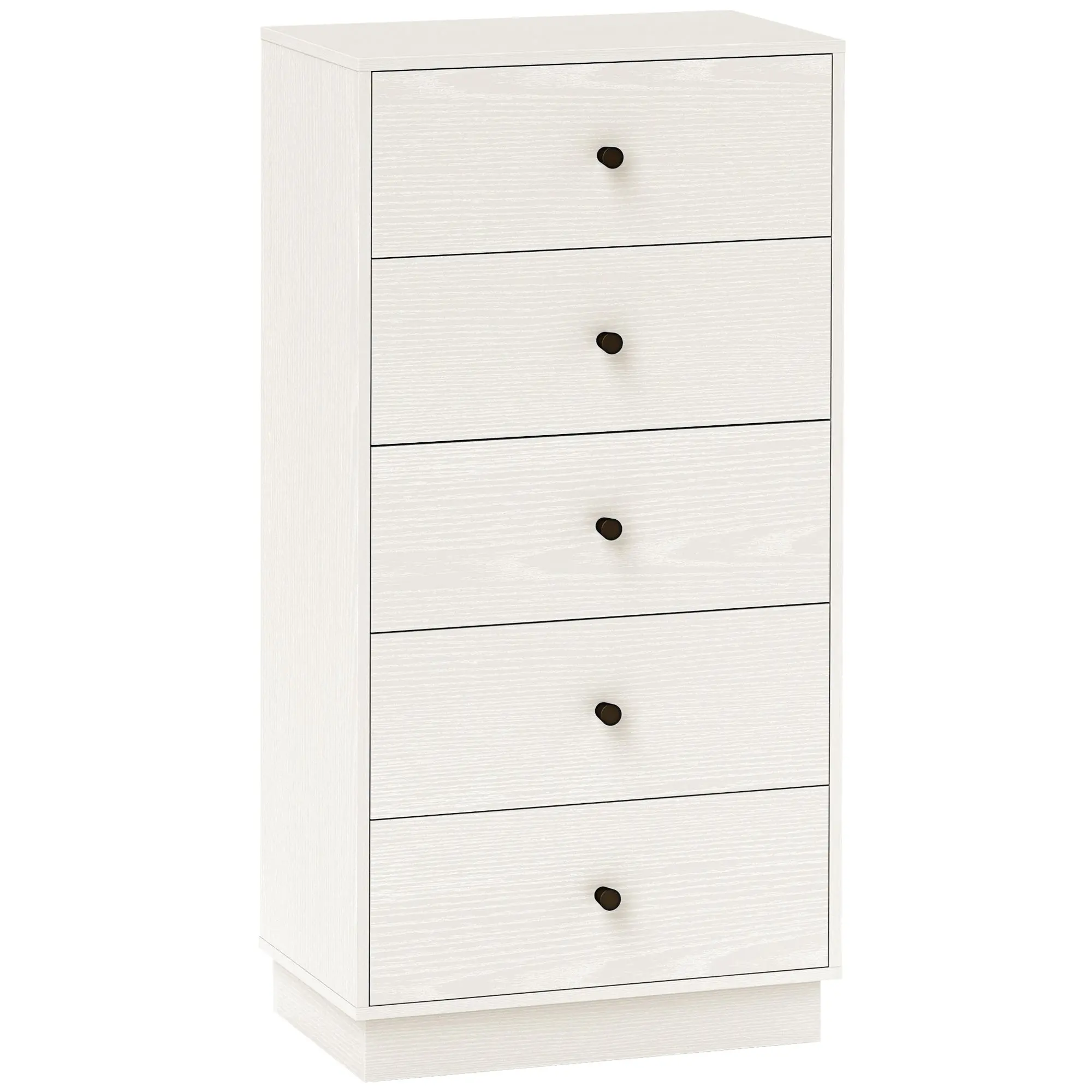 5-Drawer Dresser Slim Bedroom Dresser with Anti-Tip Tall Chest of Drawers for Living Room Hallway 18.5x11.4x37.4 inches White