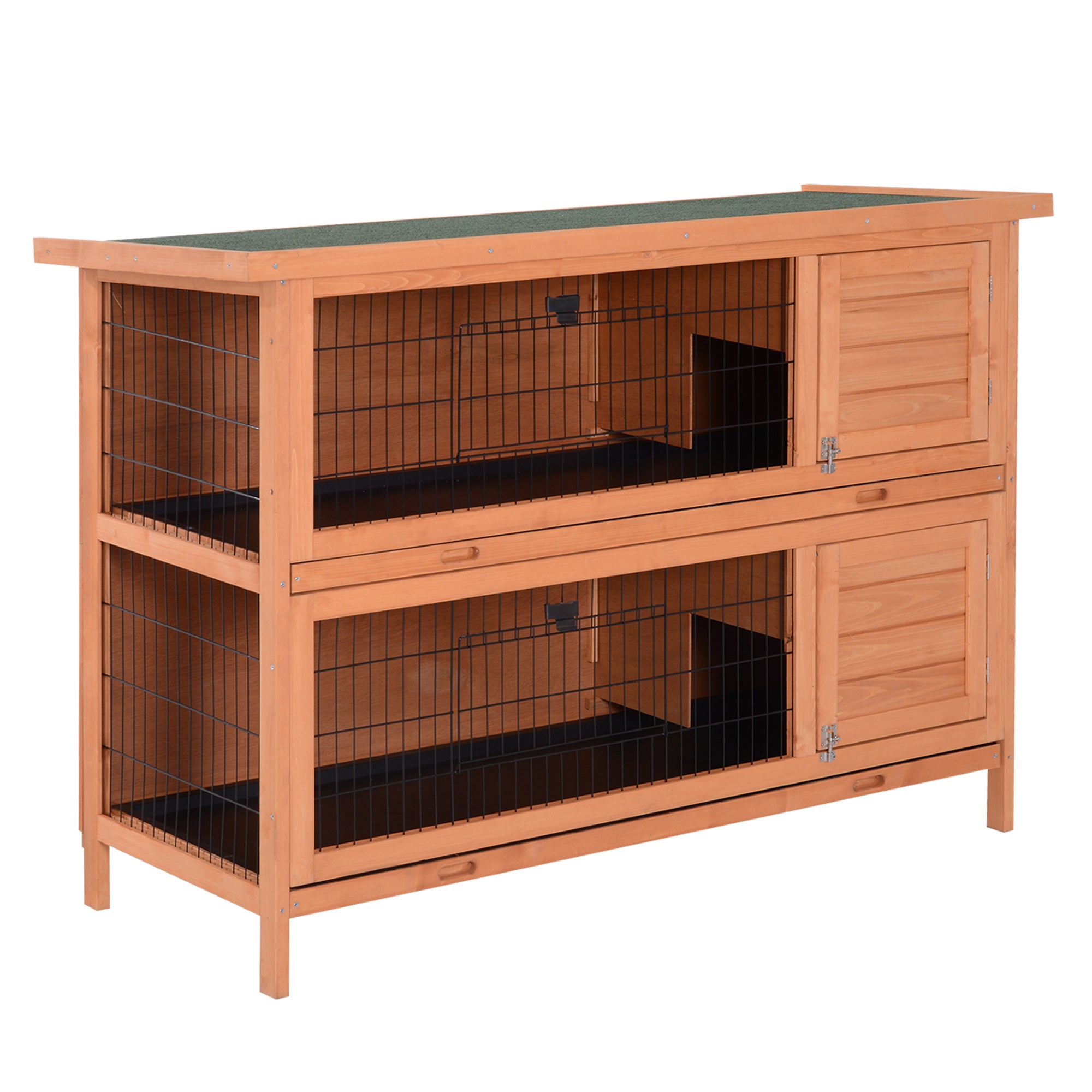 PawHut Kleng Déier Hütte Kleng Déier Käfig Kleng Déier Haus Guinee Schwein Hütte Duo-Stéck Fichtem Holz Orange 136.4cm x 50cm x 93cm