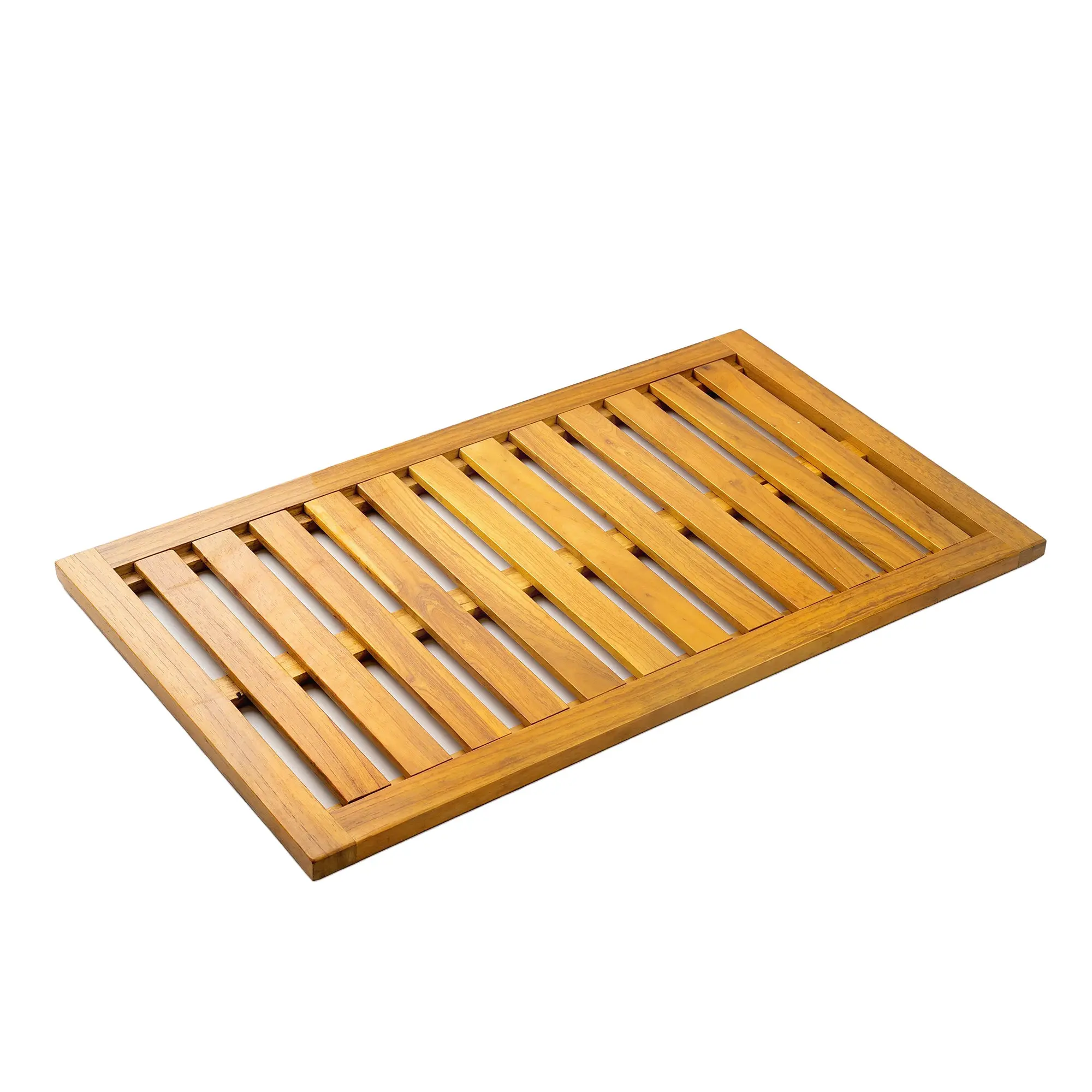 Acacia Wood Shower Mat, 91 x 51 cm (35.8 x 20.1 in) — Non-Slip Bath Mat with Drainage, Indoor & Outdoor Shower Platform for Bathroom, Spa, Garden or Pool
