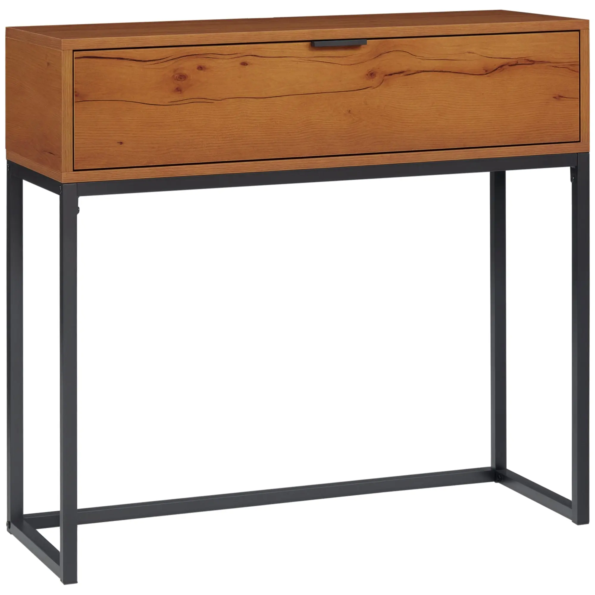 Console Table with Storage, Sofa Table in Industrial Design, Side Table for Entryway, Living Room, Hallway, Steel, Brown, 80 x 30 x 76 cm