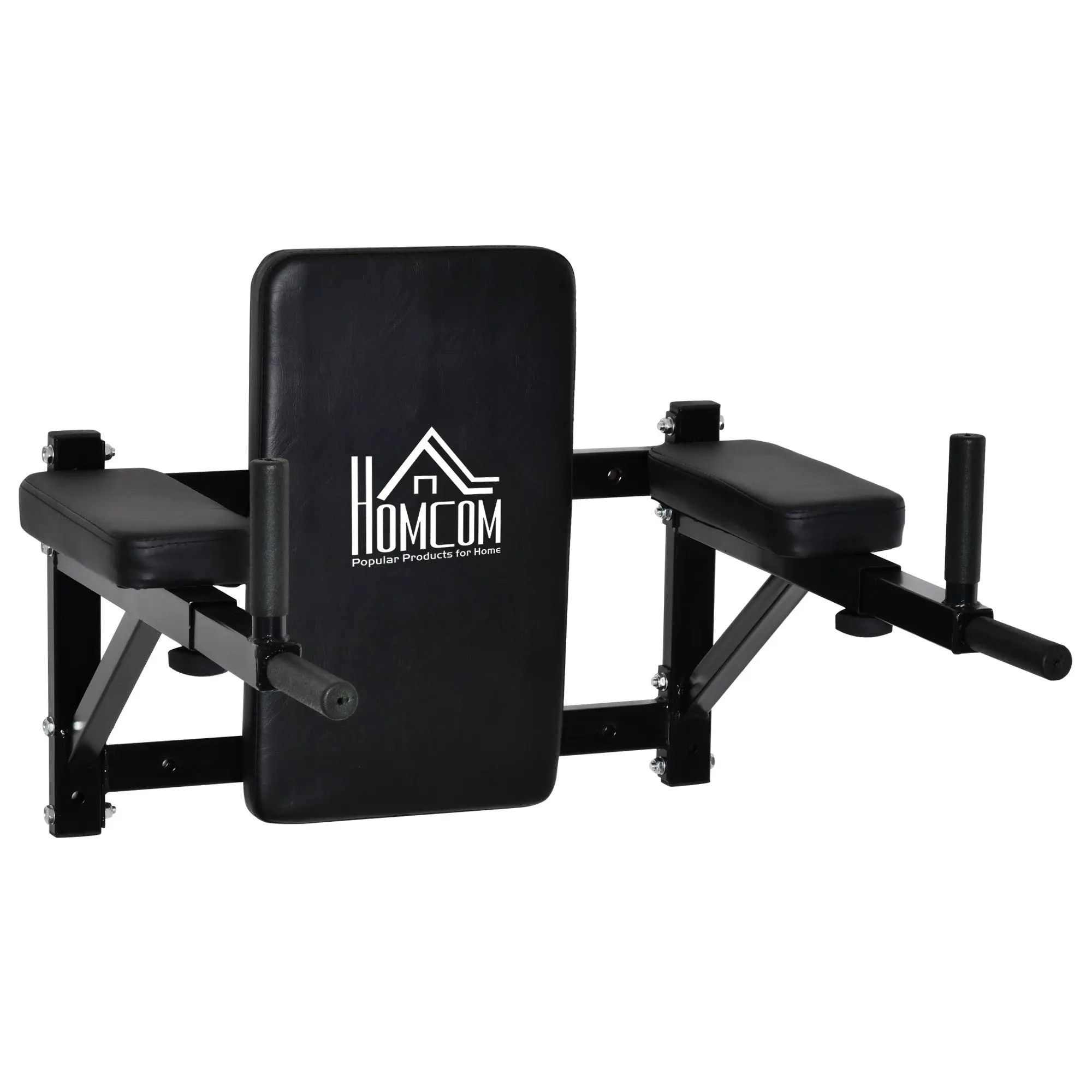 Wall Mounted Pull Up Bar with Adjustable Arms for Pull-Ups Push-ups and Crossfit at Home 70x53-63x48 cm Black