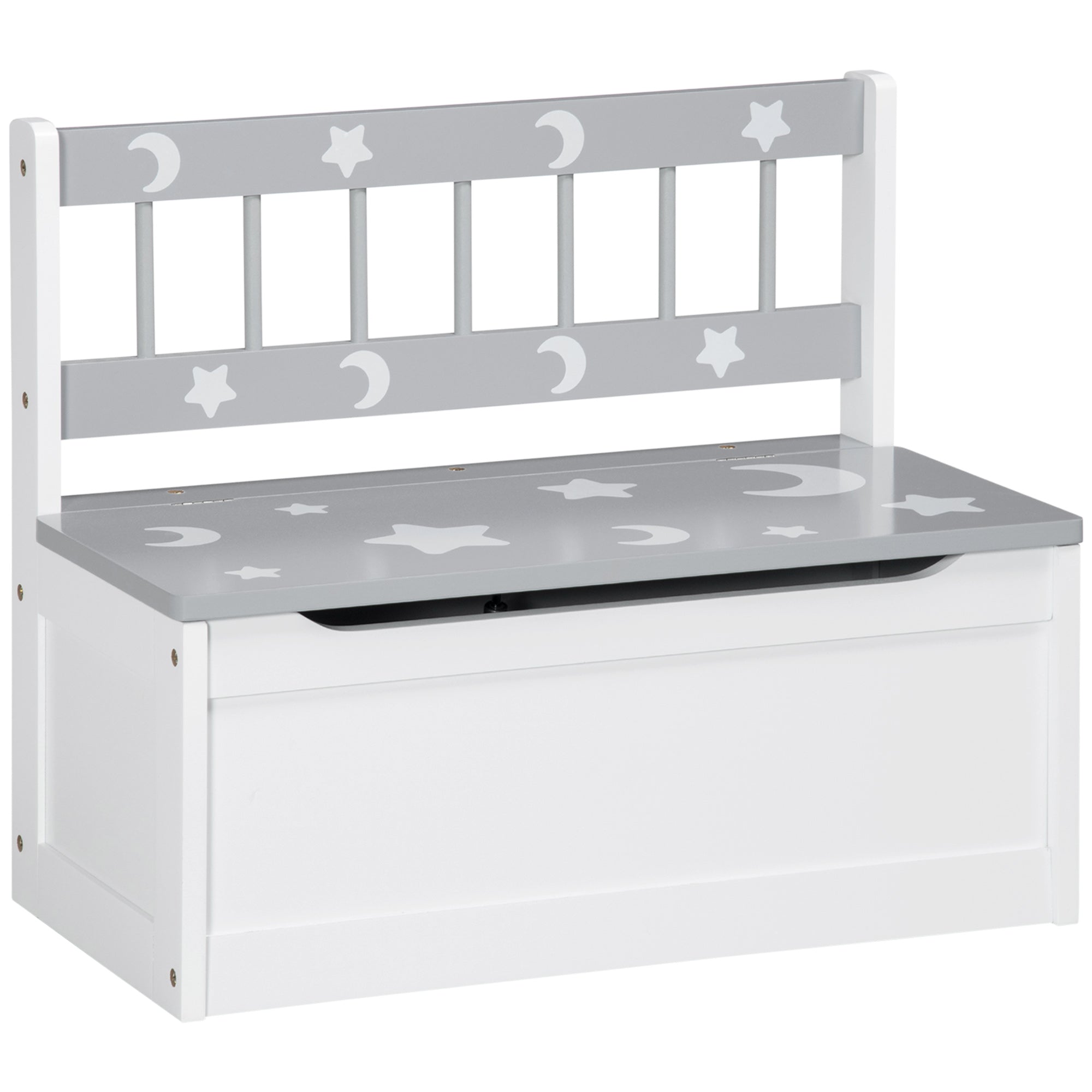 ZONEKIZ 2-in-1 Speelgoedkist voor Kinderen vanaf 18 maanden - Opbergbank met Langzaam Sluitend Deksel voor Slaapkamer en Speelkamer, Houdt tot 50 kg - 60x30x50 cm Grijs en Wit