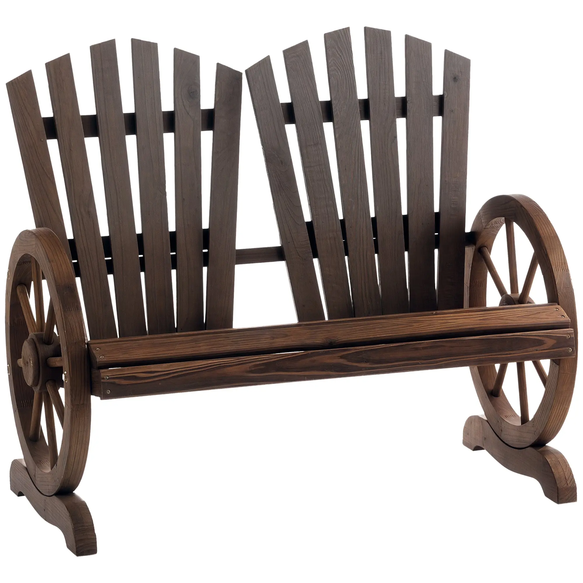 2-Seater Garden Bench Solid Wood, Bench with Armrest, Garden Furniture 250kg Capacity, Rustic Bench for Garden, Terrace, and Other Outdoor Areas, 108 x 66 x 95 cm, Dark Brown