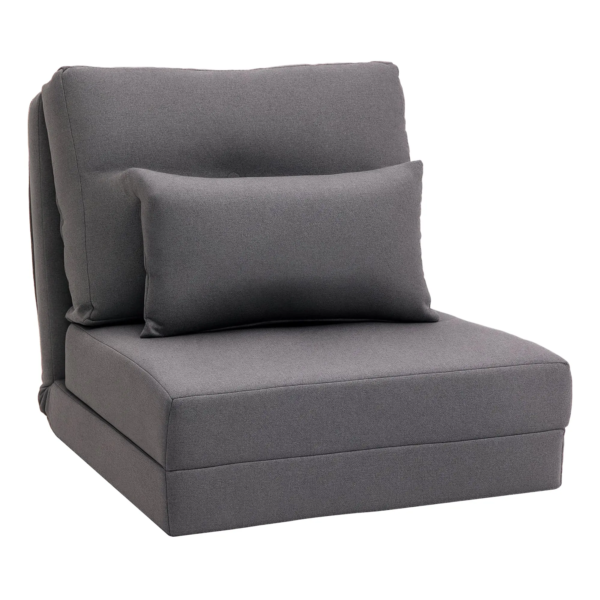 Floor Chair 2-in-1 Folding Bed with Adjustable Backrest Floor Sofa with Decorative Pillow, Floor Seat Cushion for Living Room, Bedroom, Linen, Dark Gray