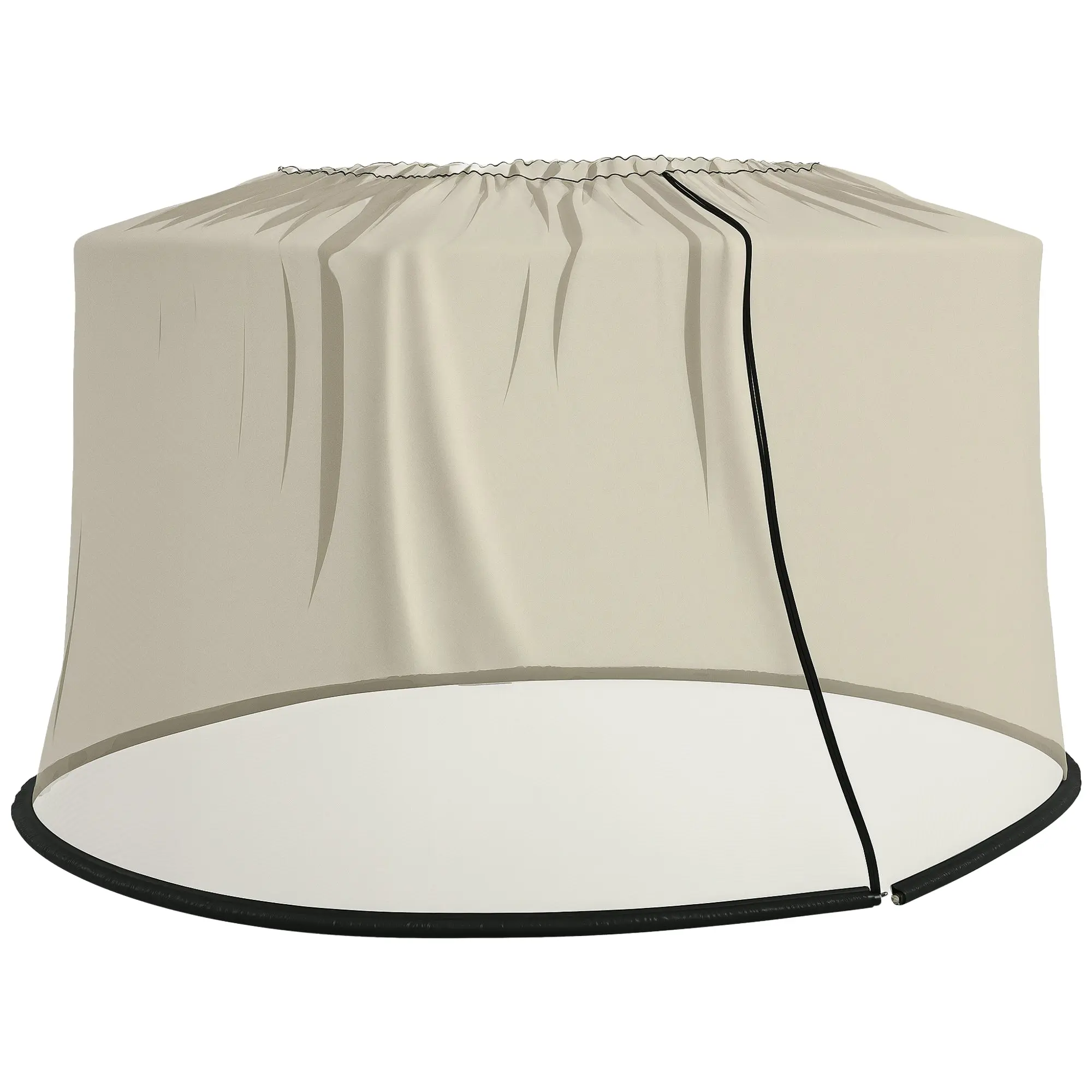 Cylindrical Mosquito Net for 3m Diameter Parasol with Zipper and Weighting in Beige