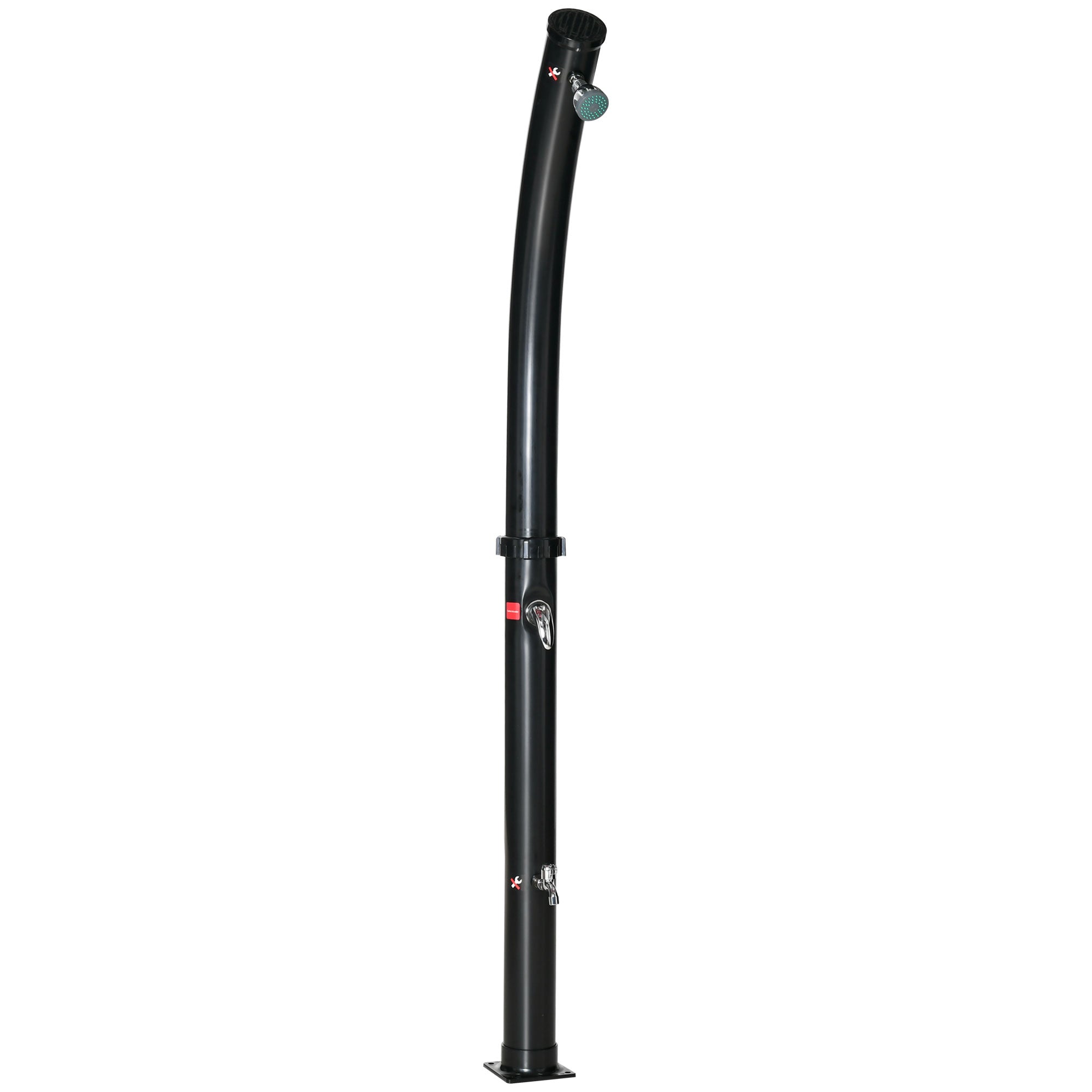Outsunny Aussen Solar Dusch, 20 Liter Gartensolar Dusch, ajustéierbar Waassertemperatur bis 60℃, fir Camping Pool Strand, schwaarz