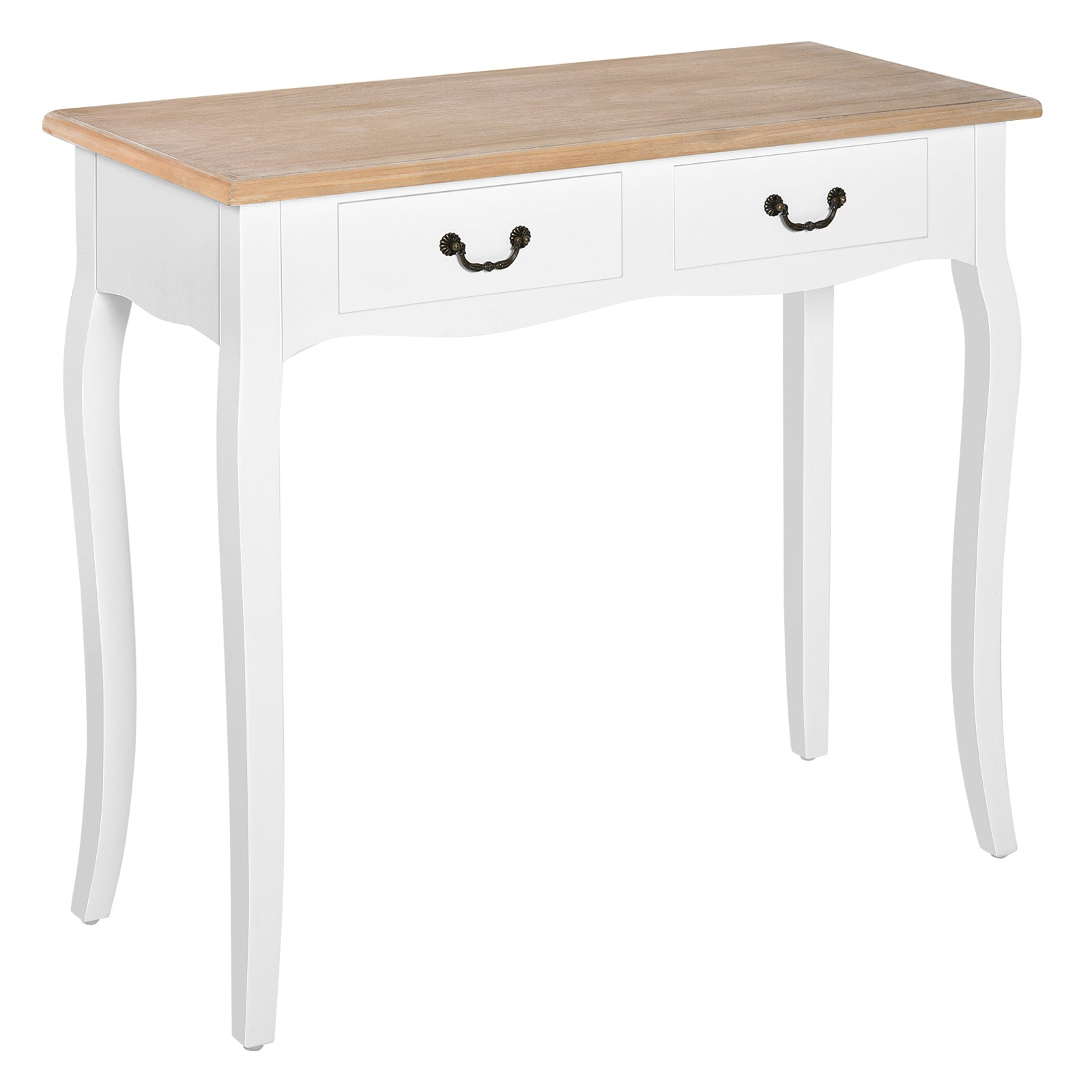 HOMCOM Konsolinis Staliukas Su 2 Dėžėmis Retro Dizainas Įėjimui, Koridoriui, Svetainės, Miegamojo, Pušies Medis 87x34x78.5 cm Balta