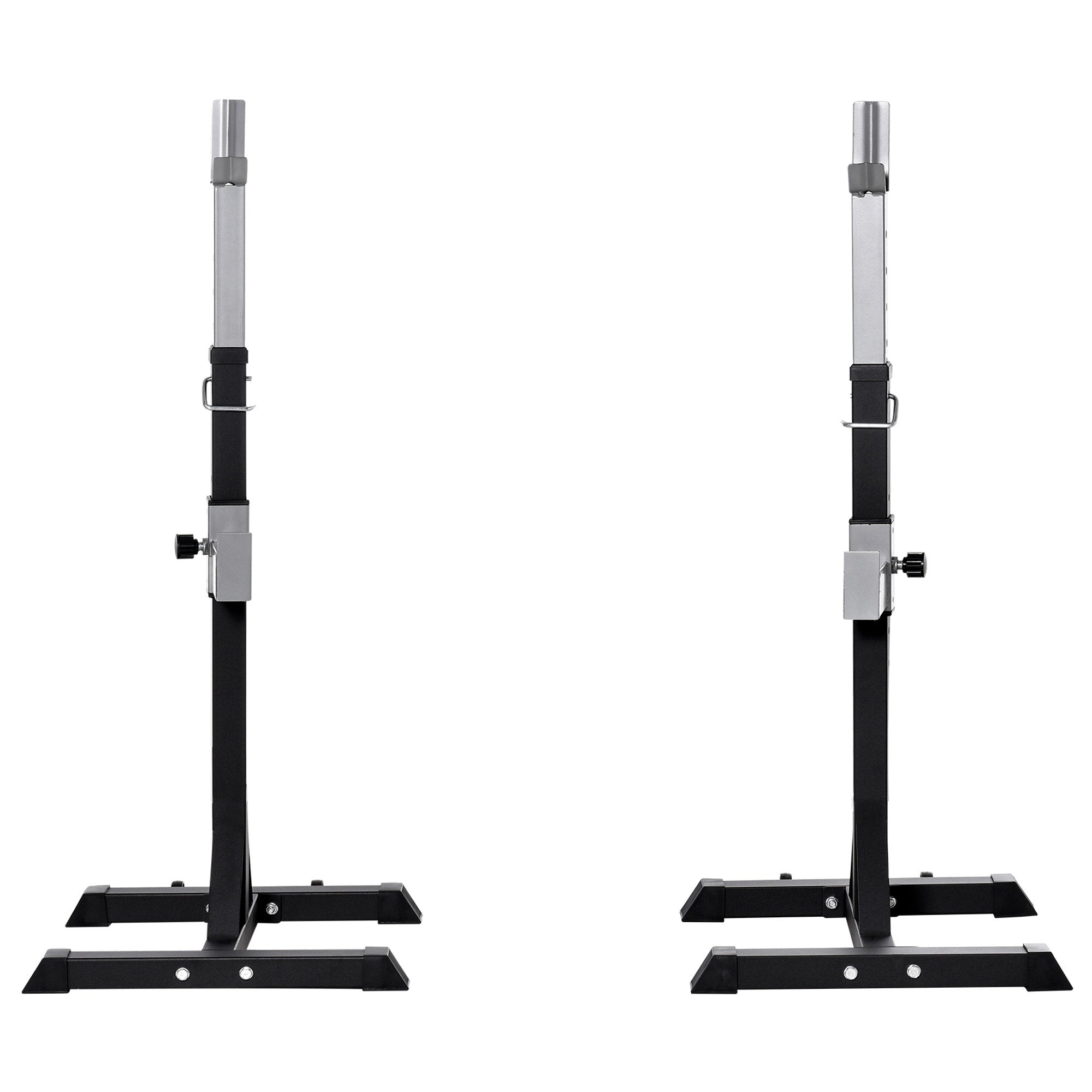 HOMCOM Sæt af 2 Stål Vægtstænger, 2 Kroge med Justerbar Højde, 150kg Kapacitet, 55x57x105-170cm, Sort