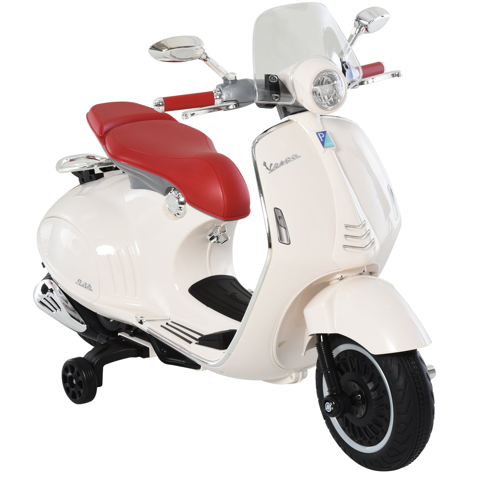 Kids Electric Motorcycle, 6V Children's Motorcycle with Headlight, Music, Forward and Reverse Gear, Training Wheels, 30 kg capacity, Electric Motorcycle for 3-6 Years Kids, White