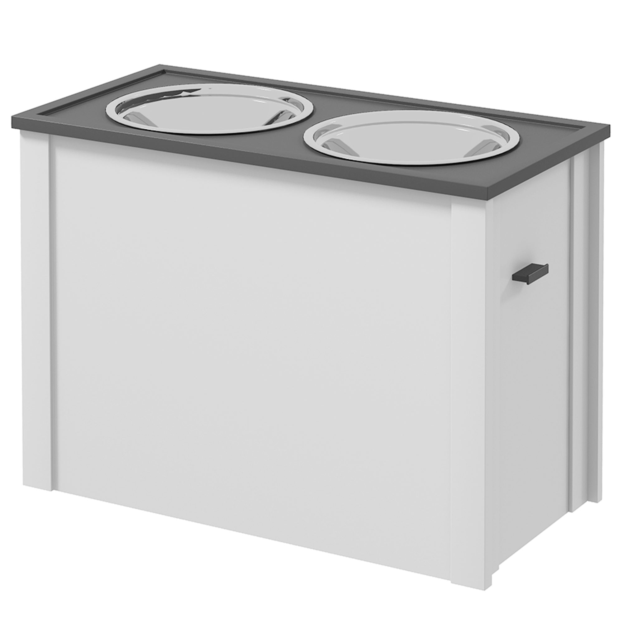 Dog Bowl, Pet Feeder Station with Storage, Water Bowl, Bowl Stand with 2 L Stainless Steel Bowls, Dog Bowl Stand, Feeding Bowl for Large Dogs, White