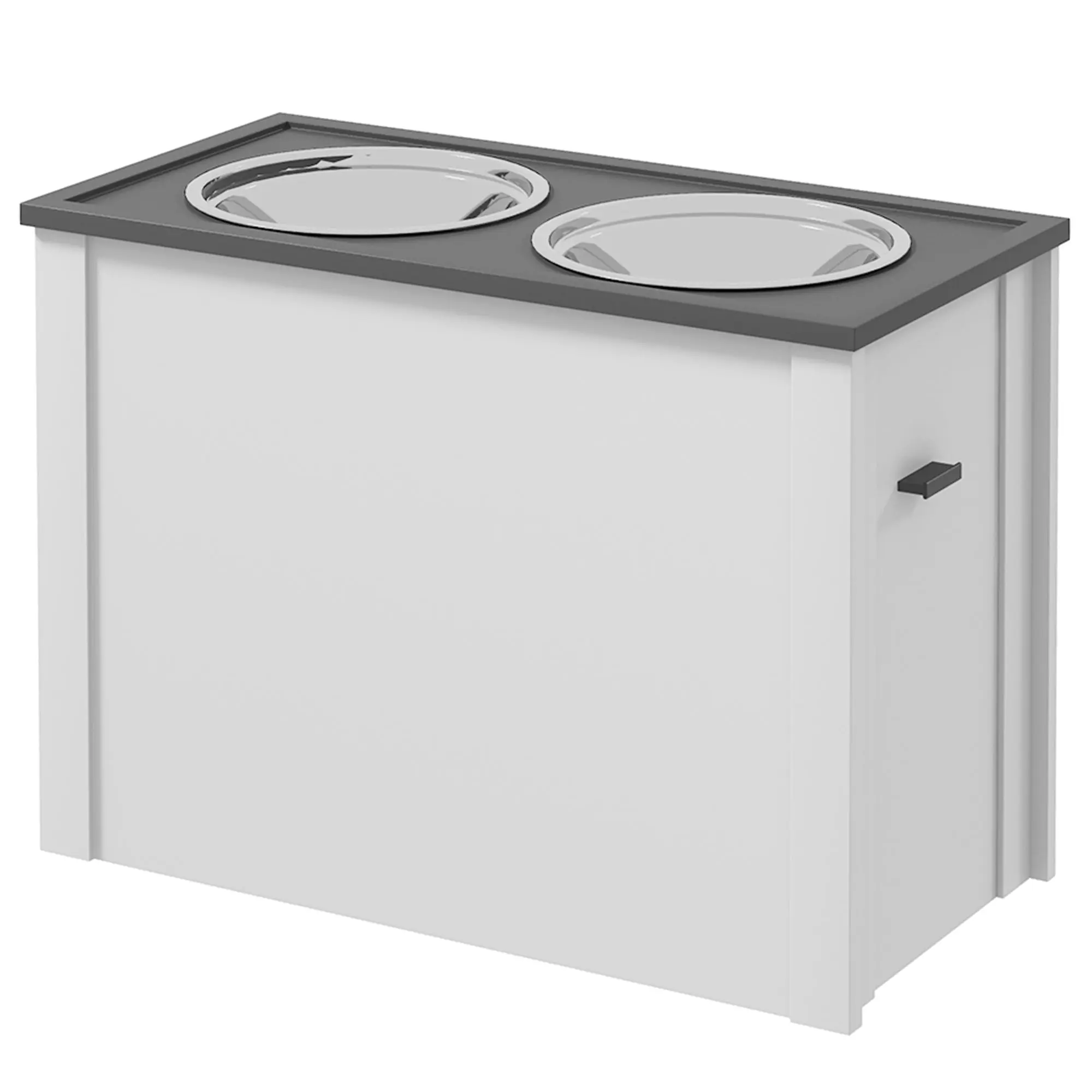 Dog Bowl, Pet Feeder Station with Storage, Water Bowl, Bowl Stand with 2 L Stainless Steel Bowls, Dog Bowl Stand, Feeding Bowl for Large Dogs, White