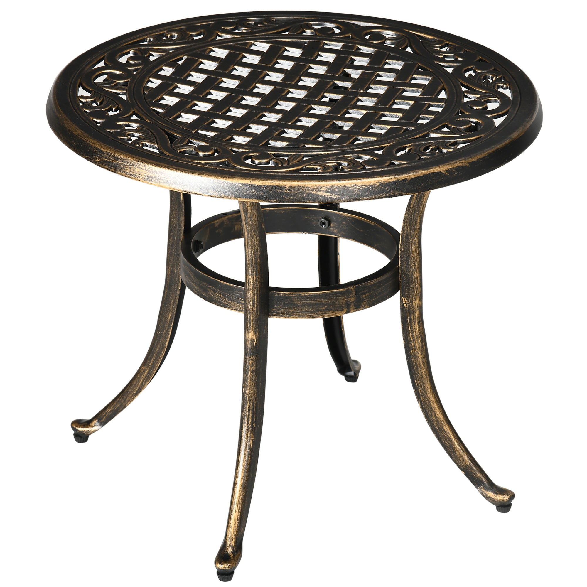 Outsunny — Table d'appoint ronde d'extérieur, structure en aluminium moulé, Ø60 x H52,5 cm, capacité 60 kg — Bronze