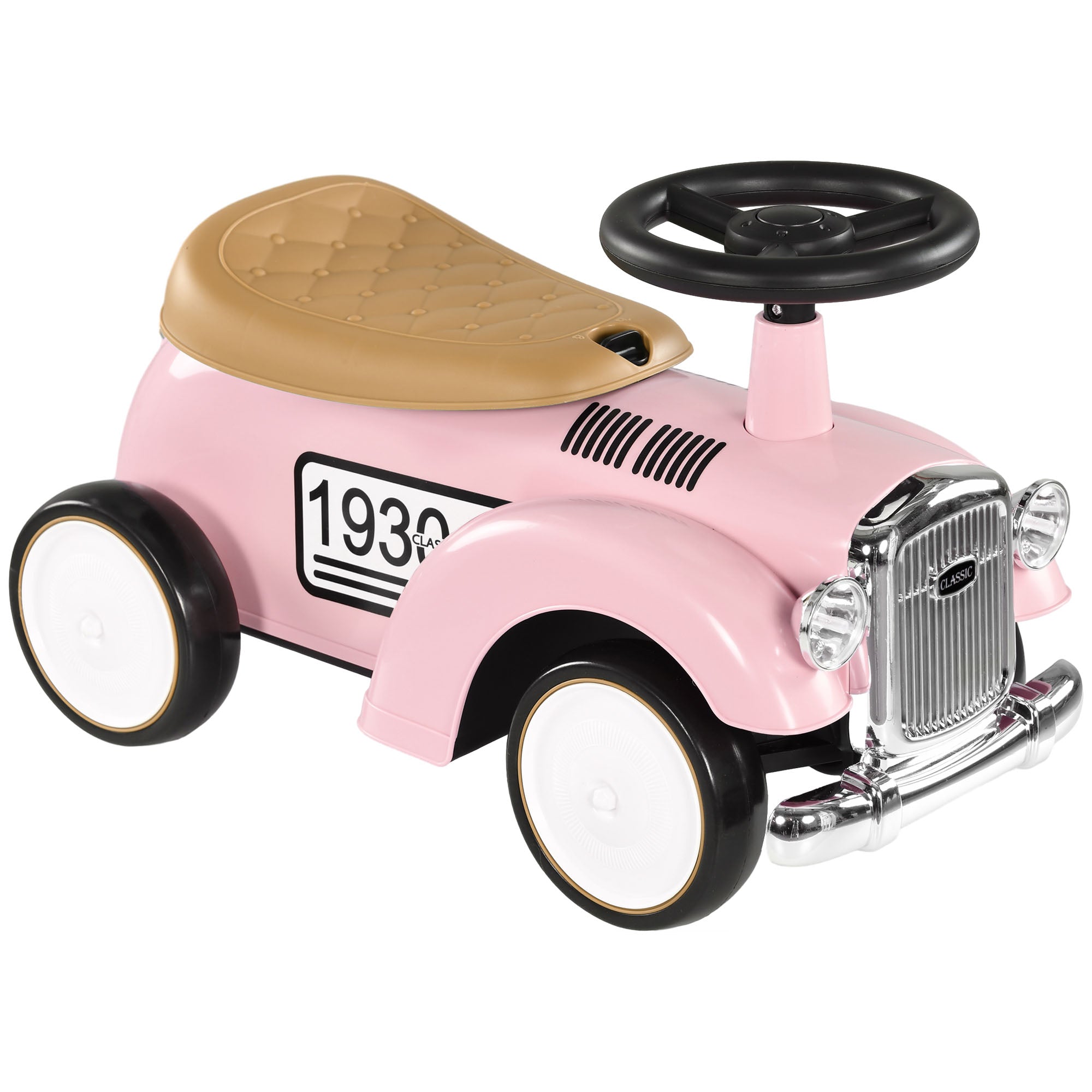 Kids Ride-On Car, Children's Vehicle with Storage Space, Ride-On Car with Anti-Tip Protection for 1-3 Year Olds, Pink, 58 x 27 x 35 cm
