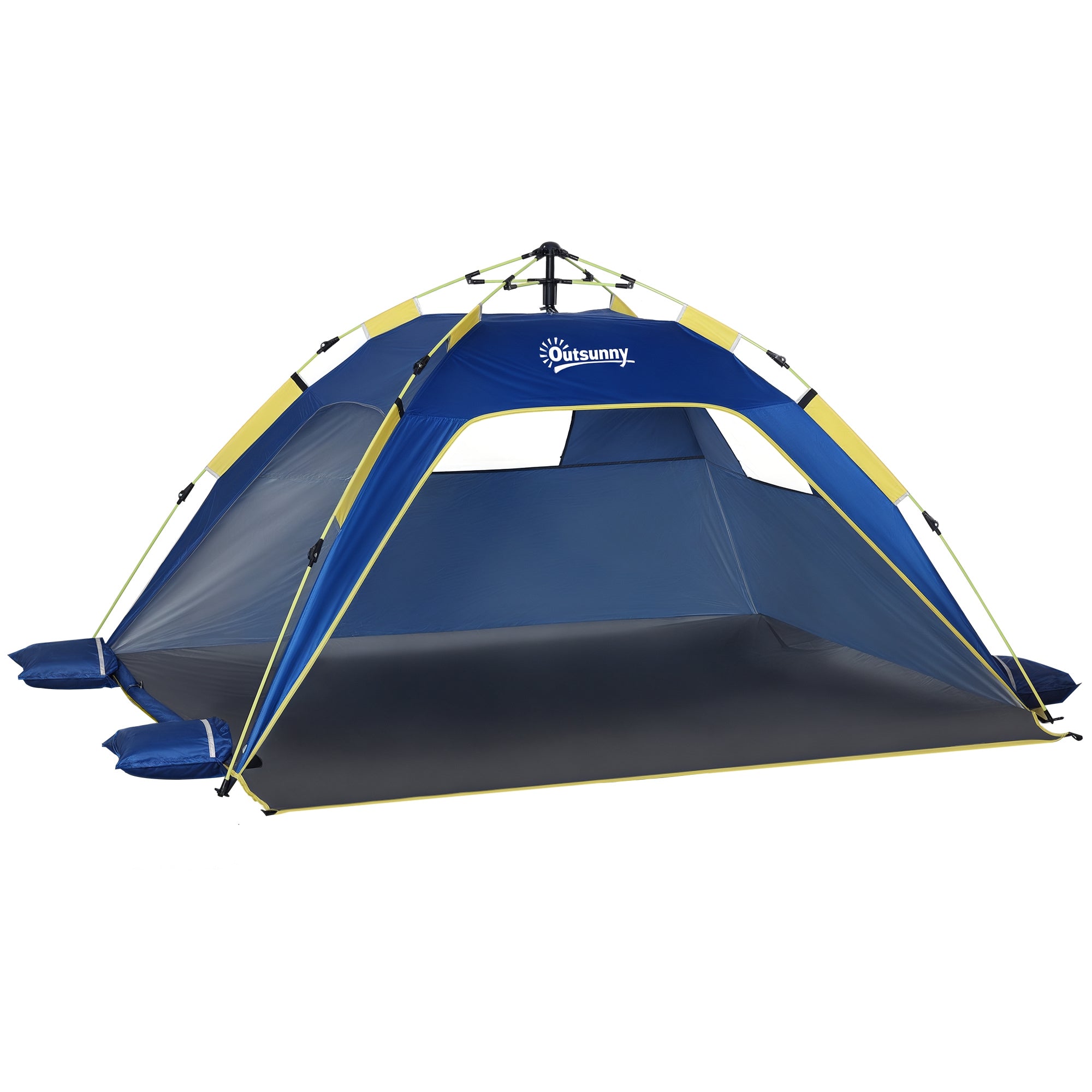Outsunny Faltbares Strandzelt Pop-up Strandunterstand für 1-2 Personen mit UV-Schutz - Wasserdichte Tragetasche für Park Camping 220 cm L x 173 cm B x 120 cm H Dunkelblau