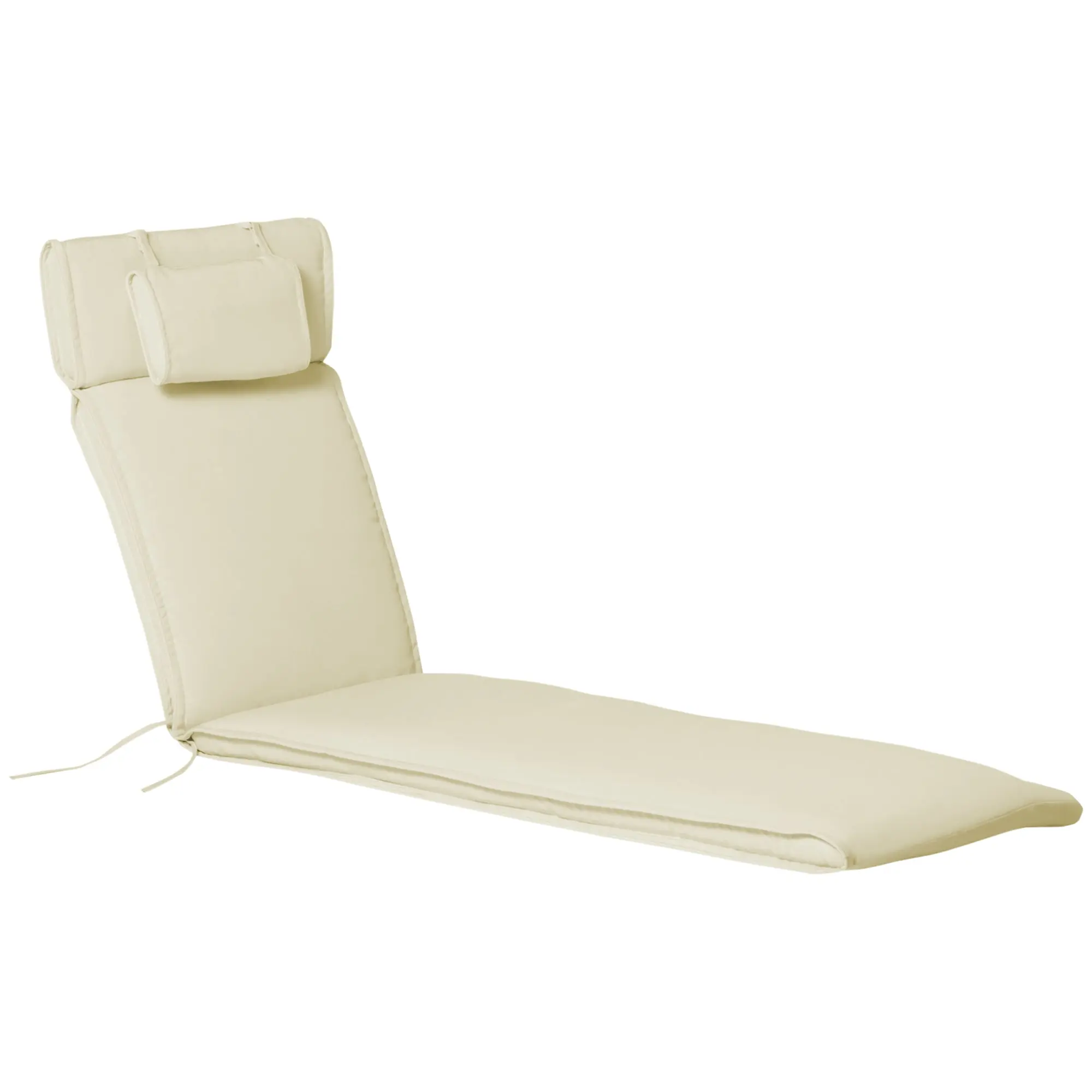 Sun Lounger Cushion with Pillow Removable Polyester + Cotton Fiber Cover Off-white 198 x 53 x 5 cm