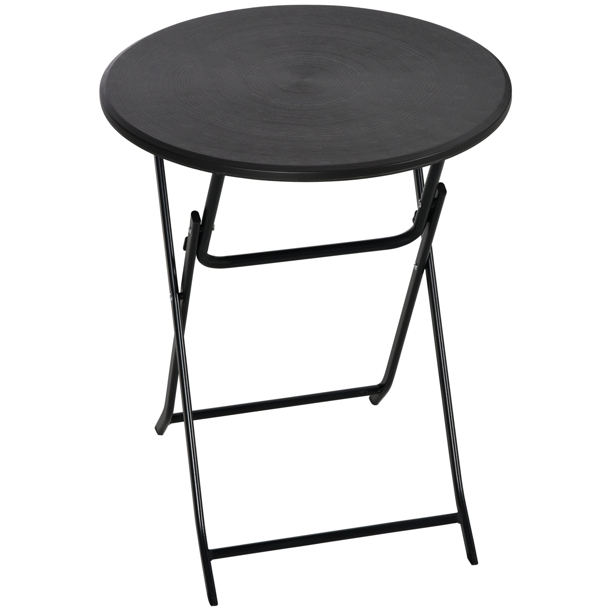 Round Side Table Plastic Folding Balcony Table Weatherproof Garden Table Easy to Clean Coffee Table Outdoor Table for Balcony Garden Terrace Porch ? 60 x 73 cm Dark Gray