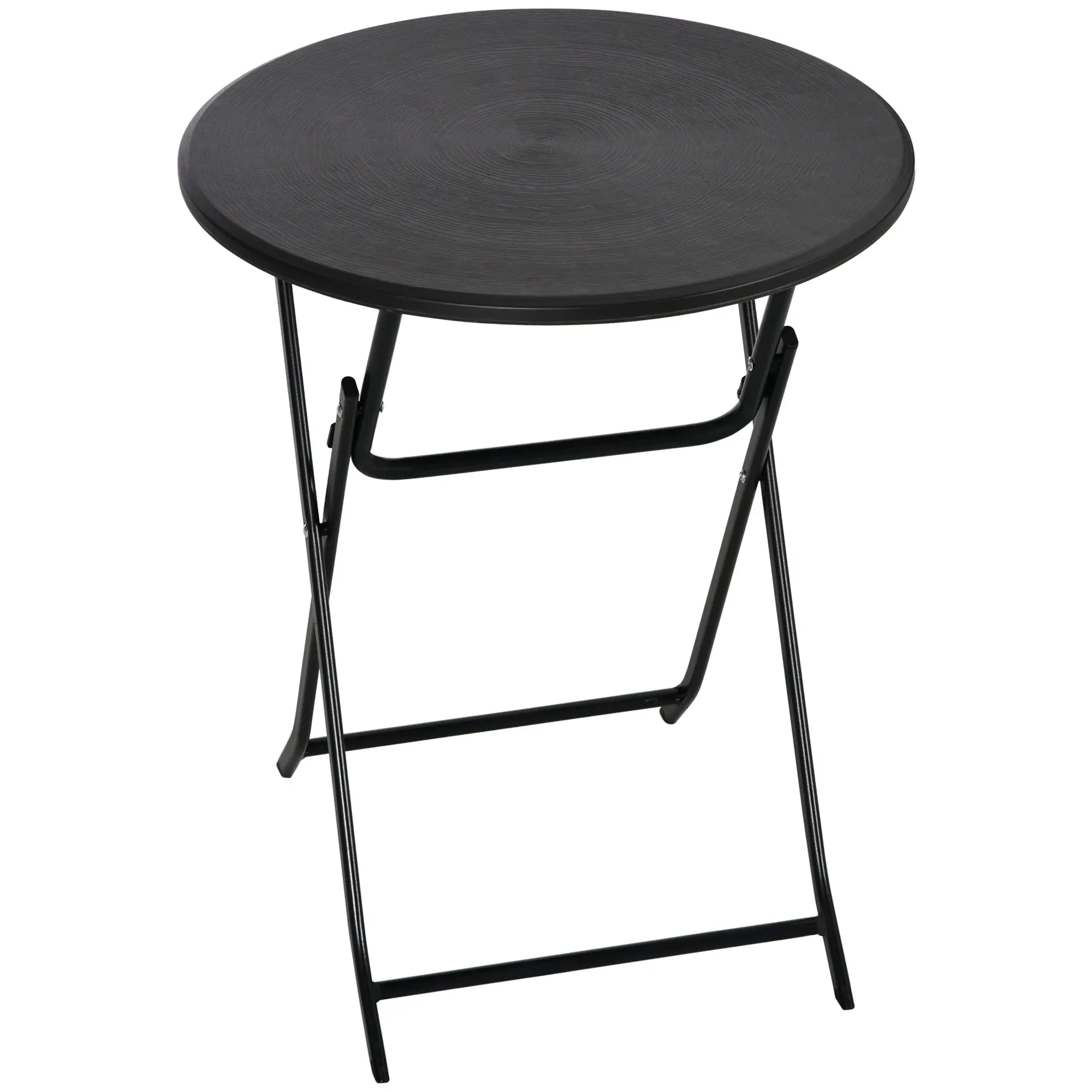Round Side Table Plastic Folding Balcony Table Weatherproof Garden Table Easy to Clean Coffee Table Outdoor Table for Balcony Garden Terrace Porch ? 60 x 73 cm Dark Gray