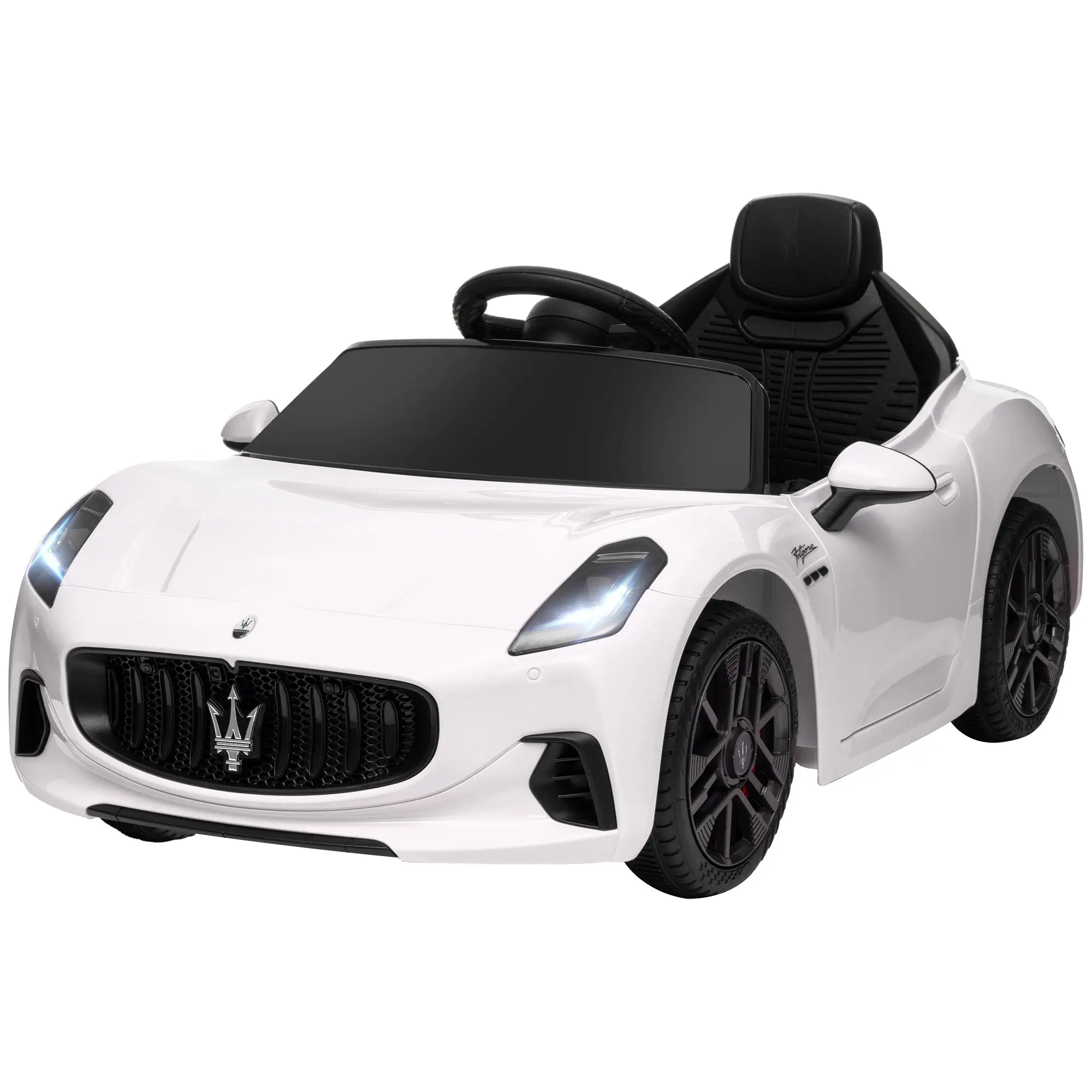 Electric Car for Kids 3+ Years Maserati Gran Turismo Folgore 2 Powerful Motors Electric Car with 12V Battery Speed 3-5 km/h Remote Control 2.4G Headlights Horn and MP3 White