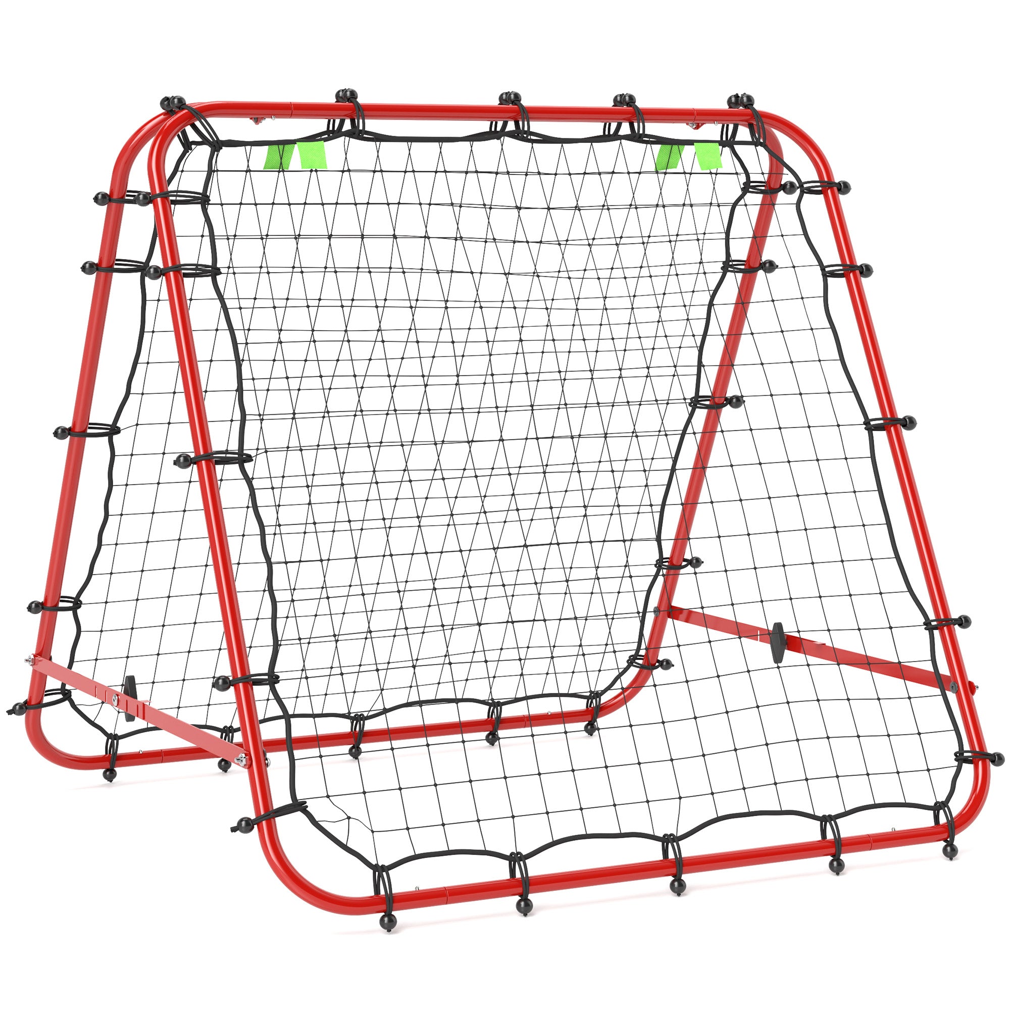 HOMCOM Rebounder för Fotboll, Justerbar Tillbakabollvägg med 5 Vinkelpositioner och Reboundnät, 100 x 95 cm Kickback Mål för Tonåringar, Reboundvägg för Handbollsträning, Röd