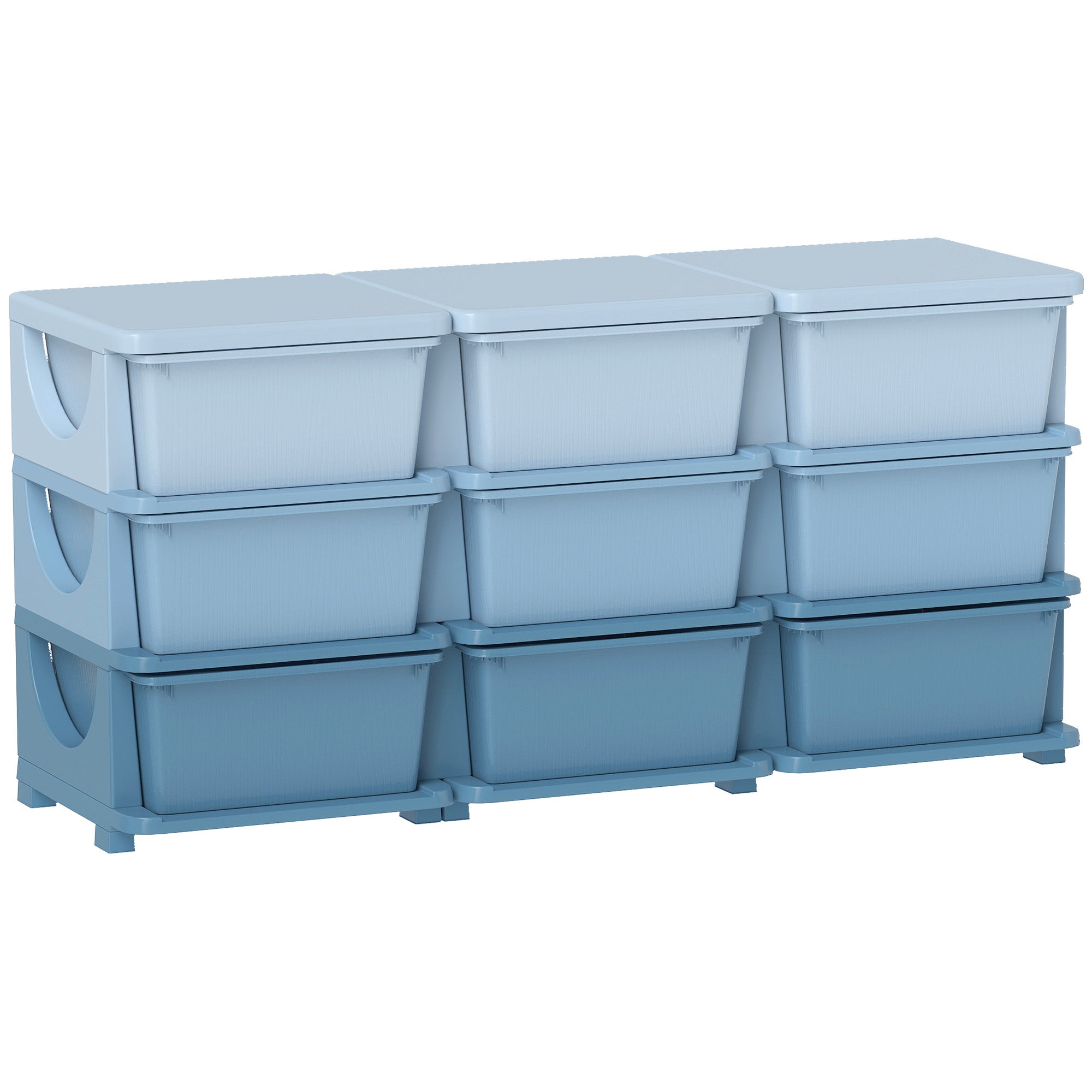 HOMCOM Aufbewahrungsschrank mit 9 Schubladen für Kinder – Spielzeug-Organizer, Blau, 113 x 37 x 56,5 cm – Für 3–6 Jahre