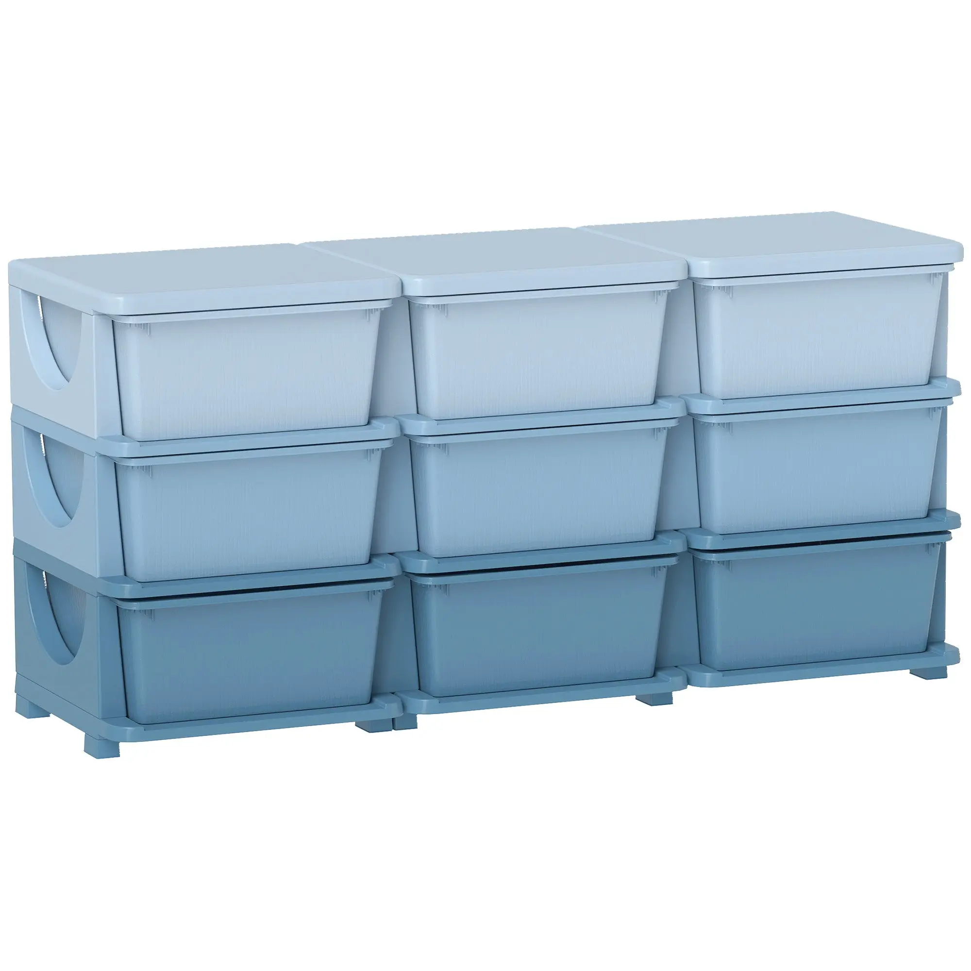 9-Tier Kids Storage Drawer Chest – Toy Organizer & Storage Boxes, Blue, 113 x 37 x 56.5 cm (44.5 x 14.6 x 22.2 in) – For Ages 3–6