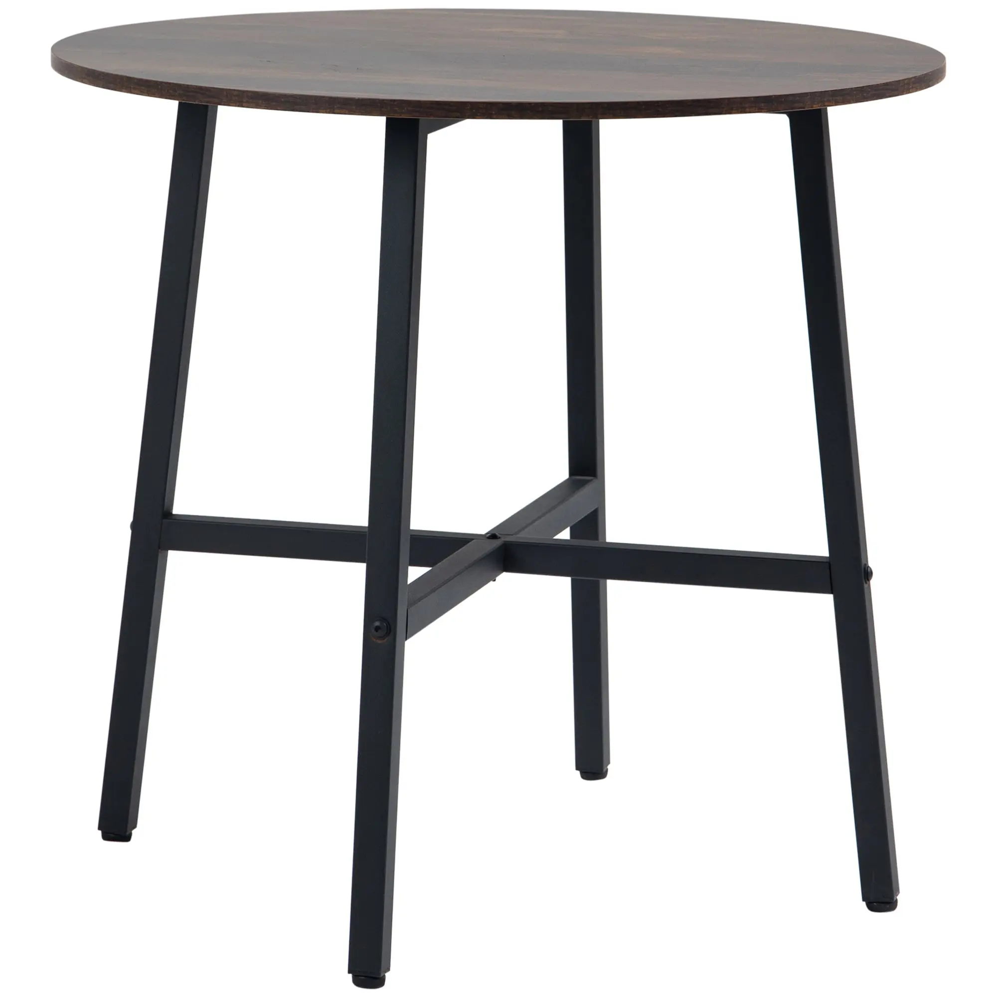 Dining Table Kitchen Table for 4 Persons, Living Room Table in Modern Design for Dining Room, Kitchen, Steel, Brown, 80 x 80 x 76 cm