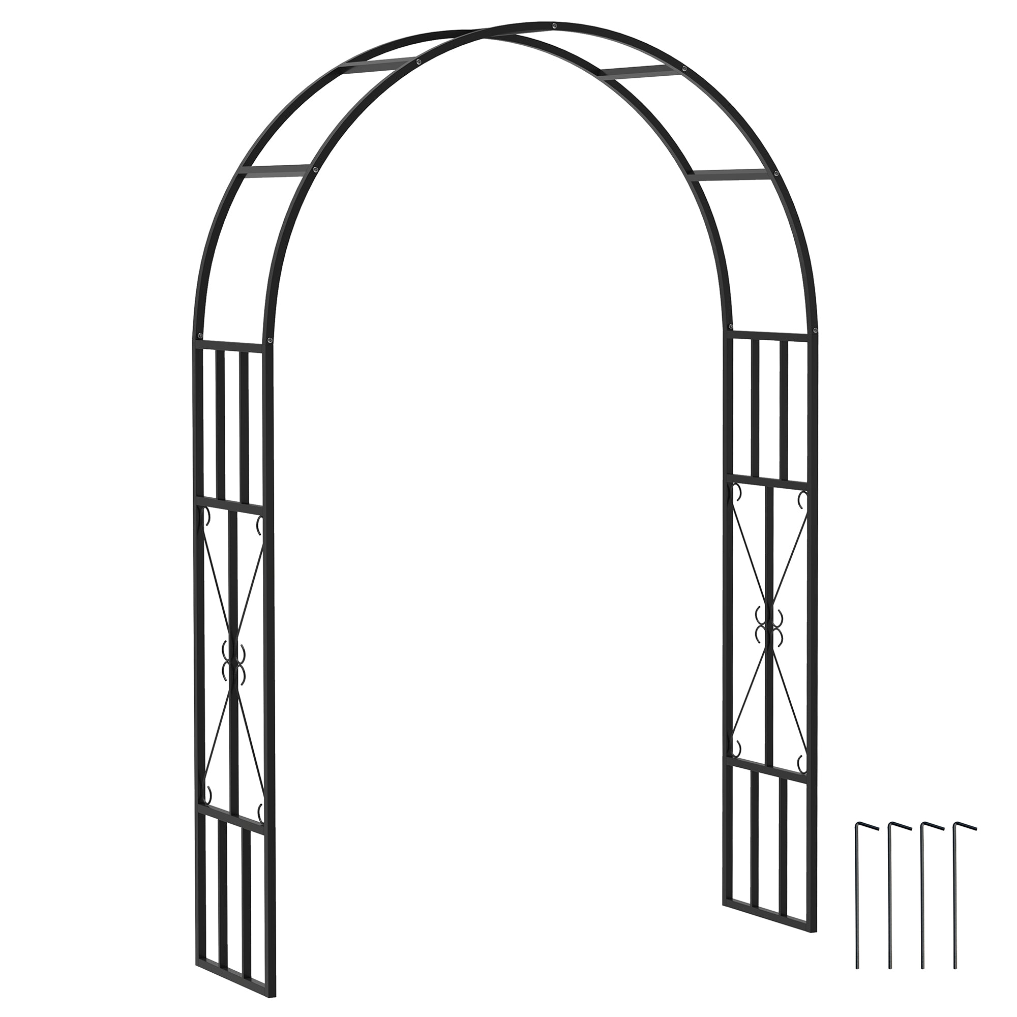 Outsunny Terasest Aed Arch, Roosi Aed Arch Ronivate Taimede, Rooside, Ülestolmi, Tseremonia Dekoratsiooniks, 150 x 40 x 223 cm, must