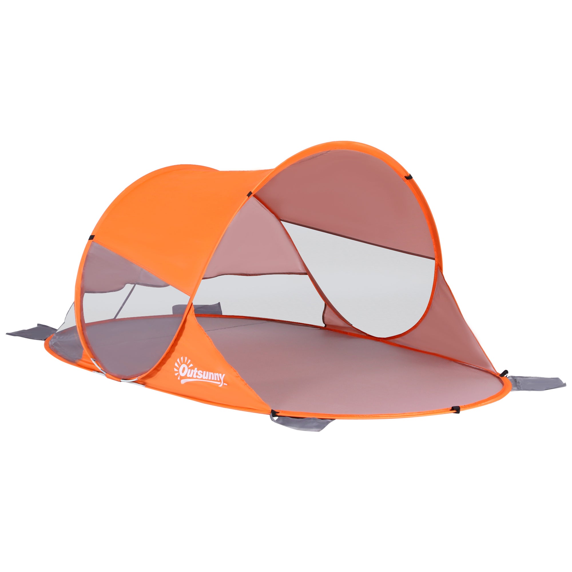 Beach Shelter Folding Pop-Up Beach Tent Automatic Instant UV Protection Rear Window Large Floor Mat Orange
