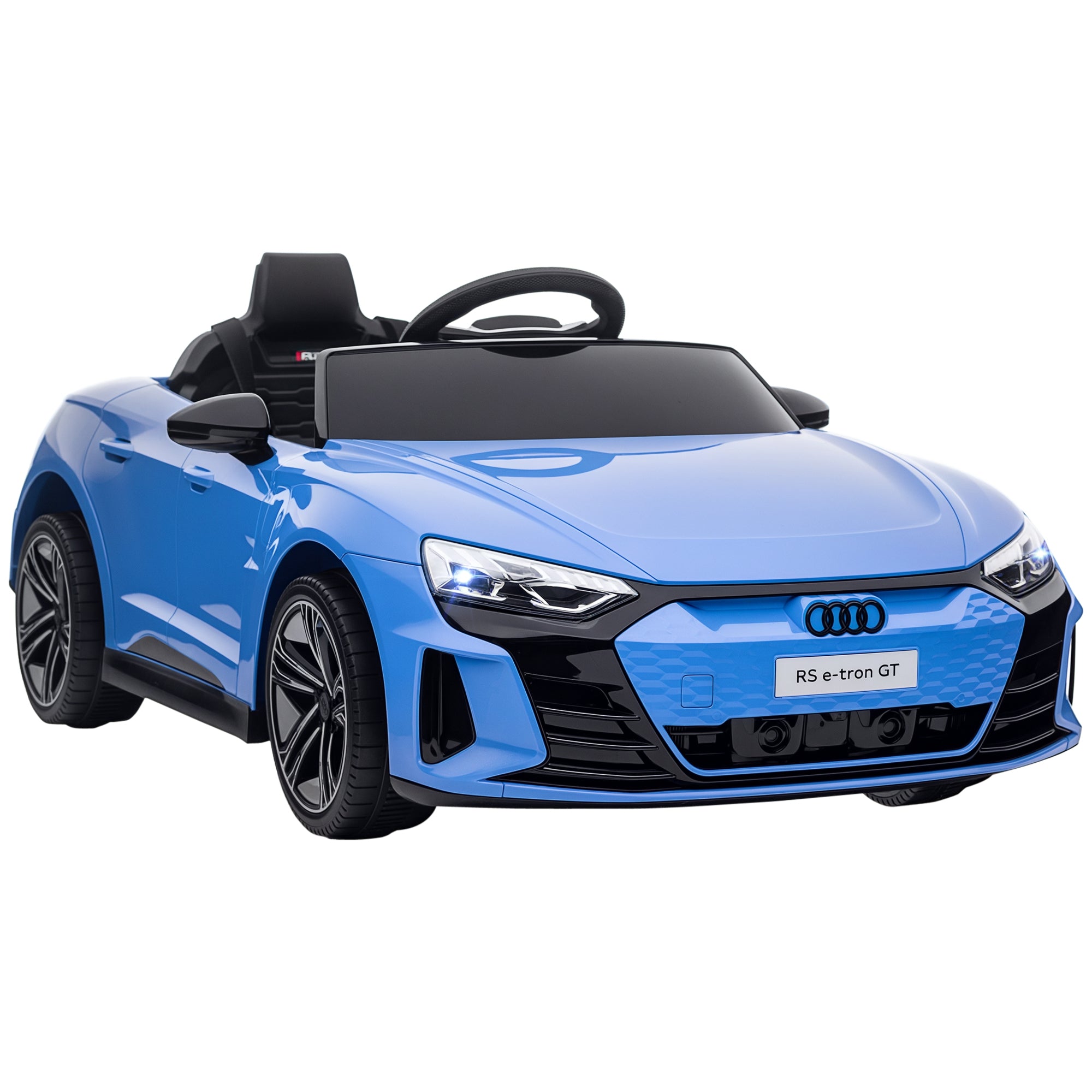 HOMCOM Детски електрически автомобил +3 години Audi RS e-tron GT 12V с дистанционно управление, LED фарове, клаксон, музика, USB и отваряеми врати, 3-5 км/ч