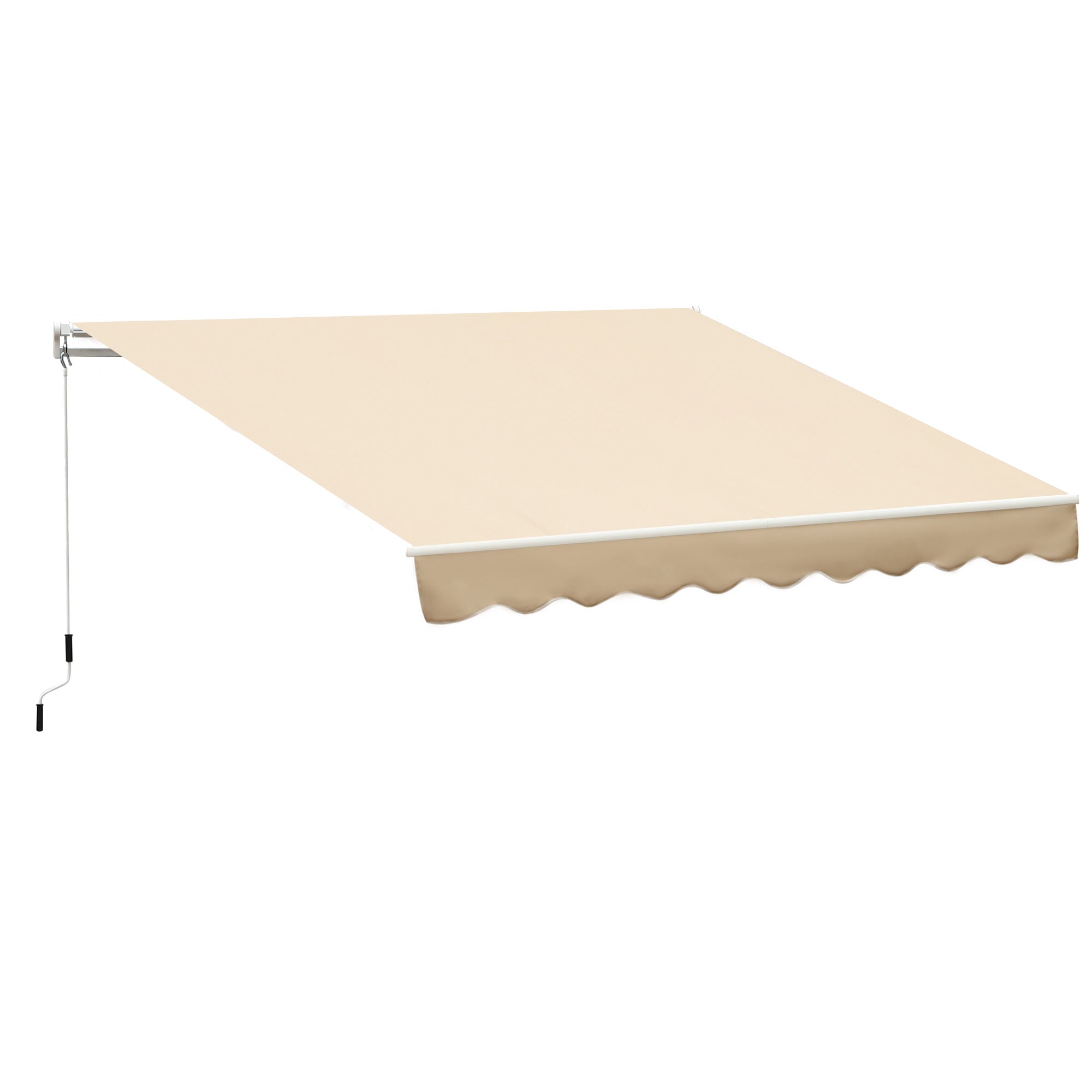 Outsunny Manuel Utrækbar Markise 295x245 cm Balkontak med Metal Kranksystem Vandtæt og UV-Beskyttet Udvendig Rullende Markise til Have, Terrasse og Vinduer Beige