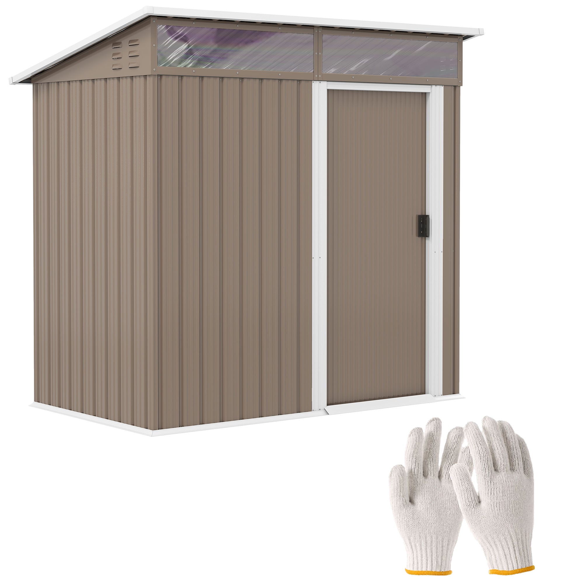 Garden Outdoor Shed 1.9m? 195x122x182 cm Outdoor Garden Shed with Reinforced Base (Floor NOT Included) Sliding Door Windows Shed for Terrace Patio Brown