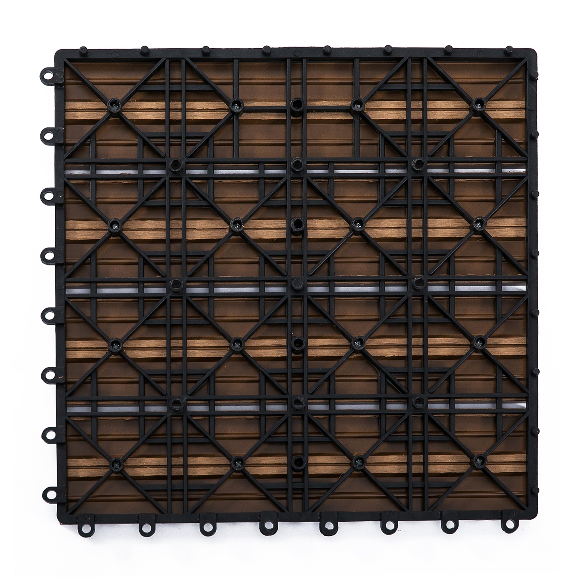 Terrace Tiles - Interlocking Deck Tiles - Set of 11 pcs, Max Surface 10.76 sq ft - Easy Installation, dim. 11.81 x 11.81 inches