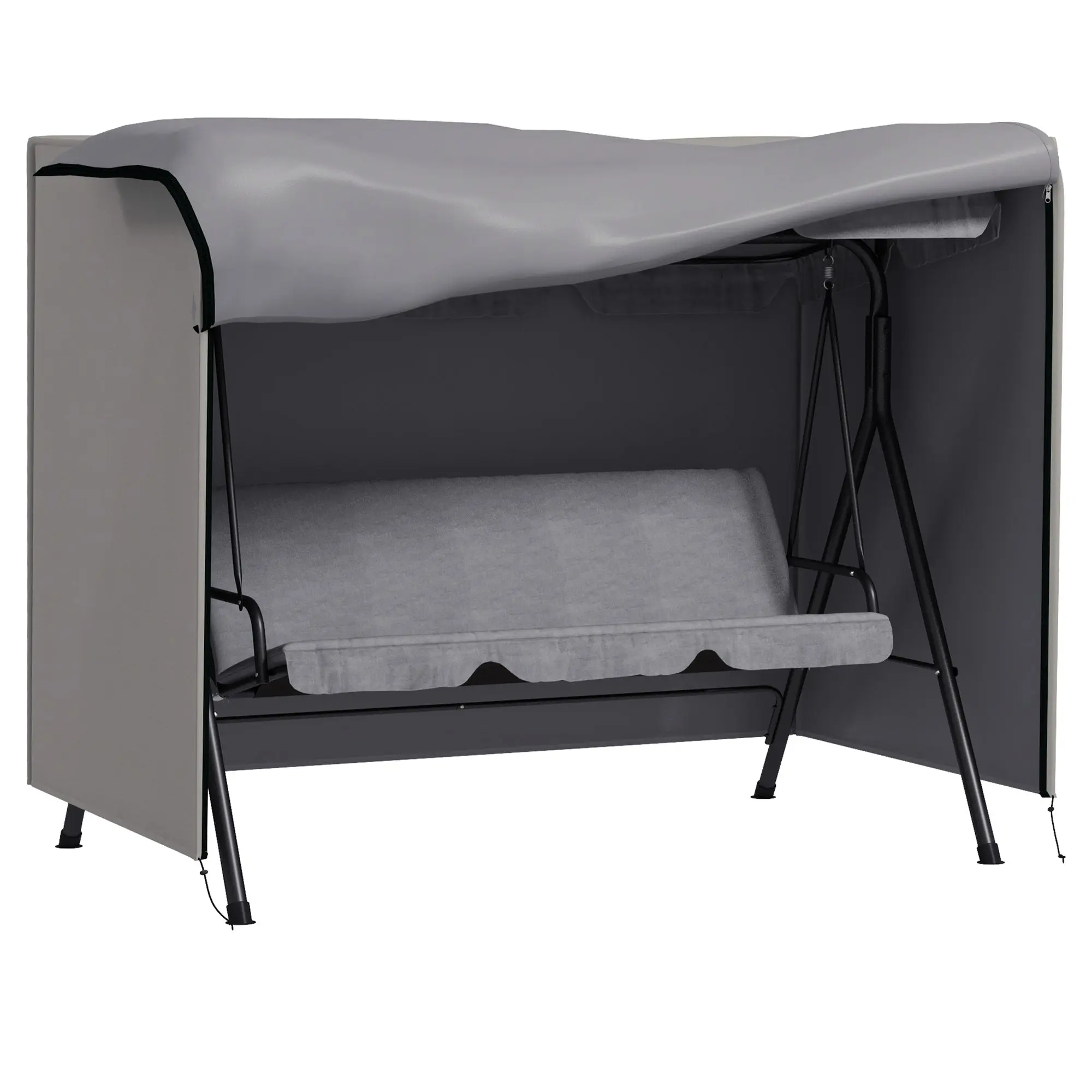 Hollywood Swing Cover 3 Seater, Water-Repellent Winterproof Protective Cover for Garden Swing, UV-Resistant Tarpaulin, Tear-Resistant 600D Oxford Fabric, 205x124x164cm Gray