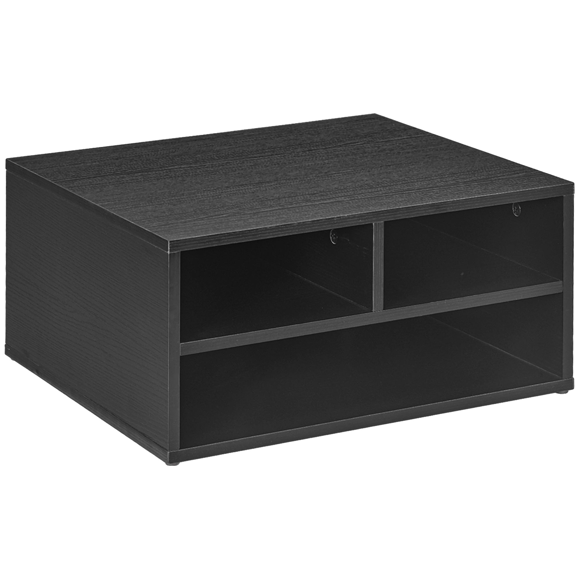 HOMCOM Mobile Printer Stand 3 Avolla Tilalla, Tulostimen Teline Toimistoon ja Kompaktin Opiskelun Asiakirjoille 2 Tasolla, 47x40x22.5 cm, Musta