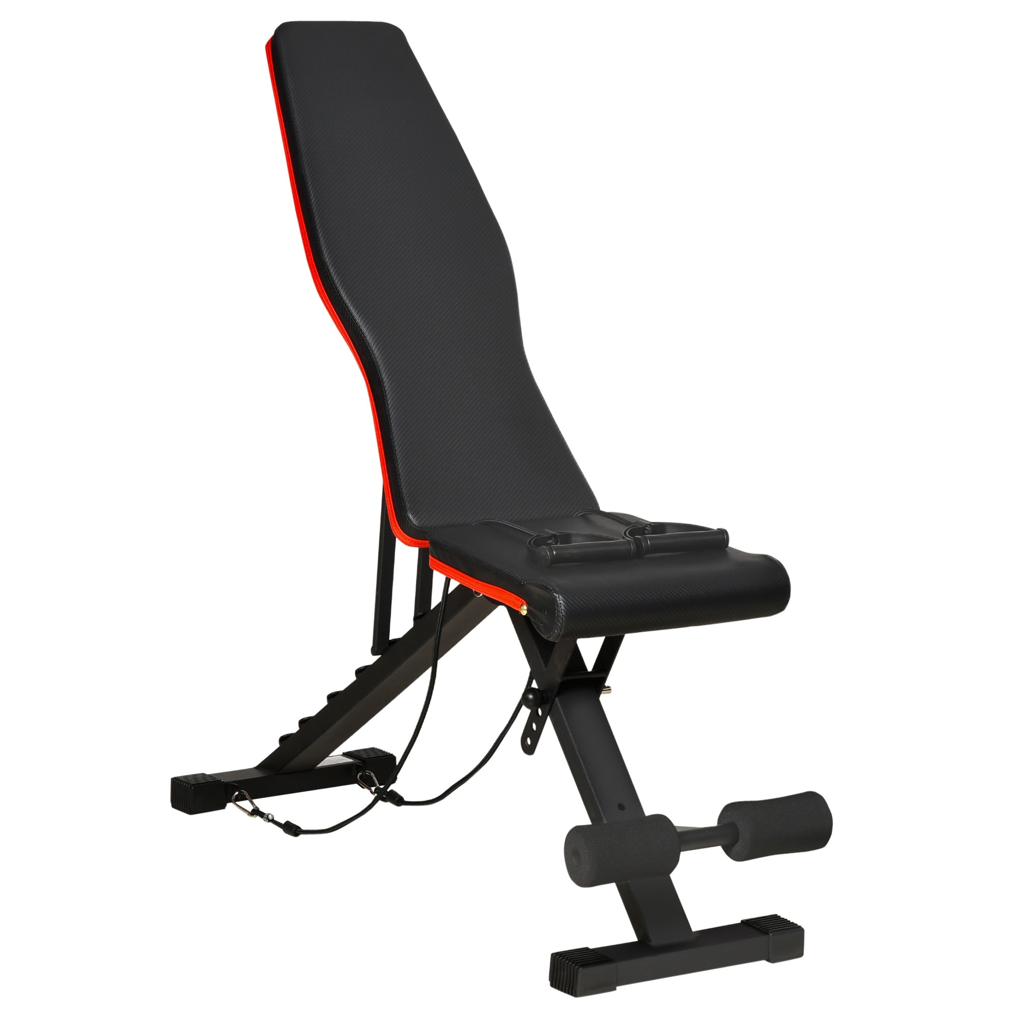 HOMCOM Multifunktionsbank 2 in 1 mit verstellbarem Neigungswinkel, gepolsterte Bank für Bauchmuskeln und Gewichte mit elastischen Bändern für Zuhause und Fitnessstudio, Schwarz