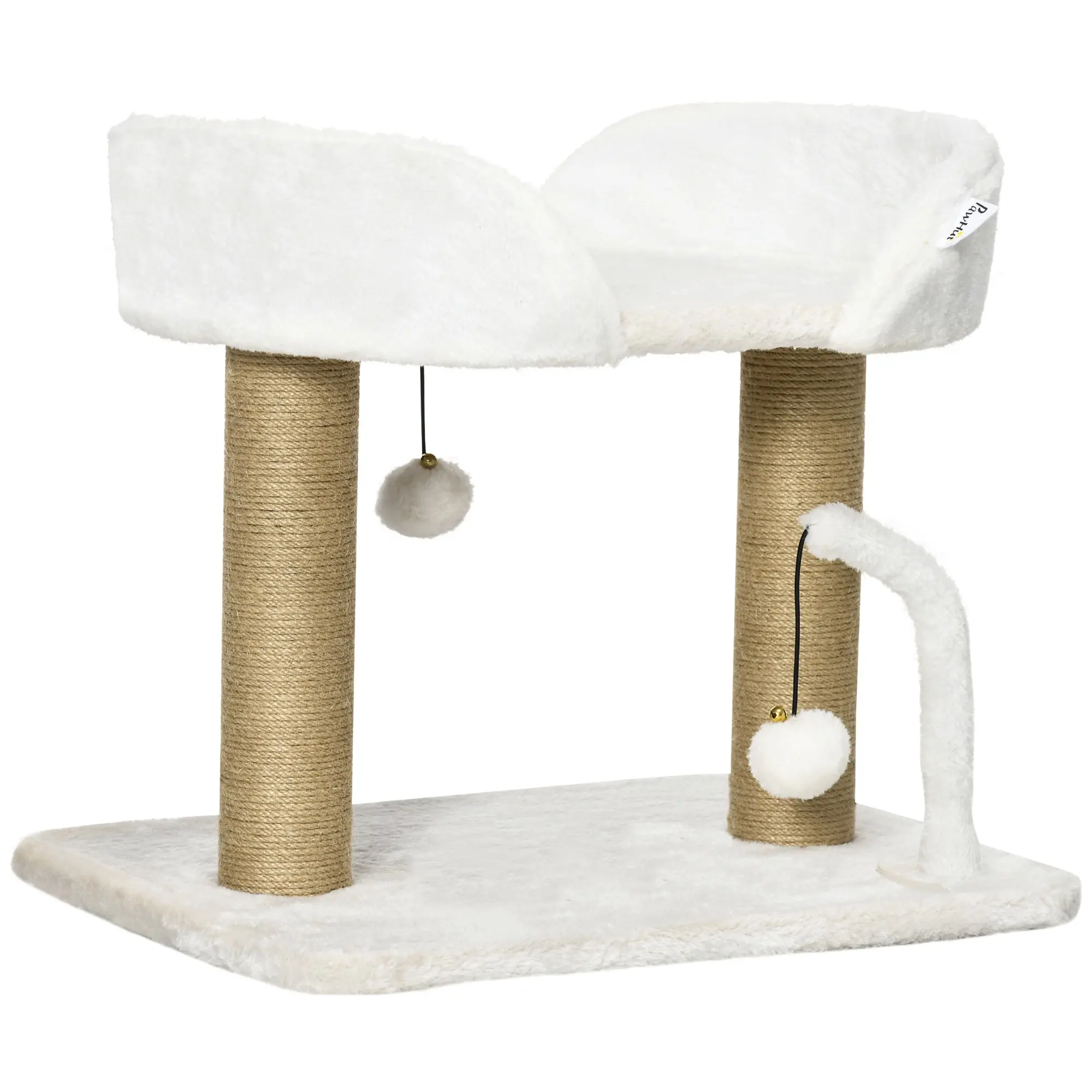 Cat Scratching Tree for Small Cats Height 42 cm Cat Tree with Nest Hanging Balls and Sisal Posts 48x38x42 cm White
