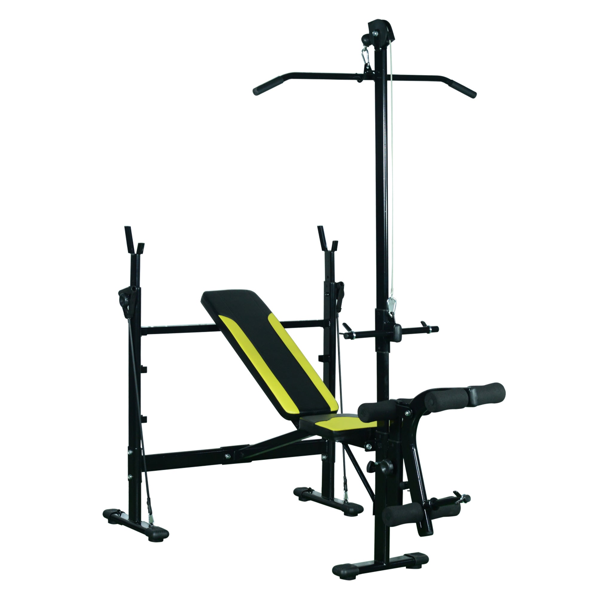 HOMCOM Multifunktionale Gewichtsbank mit verstellbarer Höhe für umfassendes Muskeltraining im Fitnessstudio und Zuhause, Tragkraft 250 kg 175x110x202 cm Schwarz