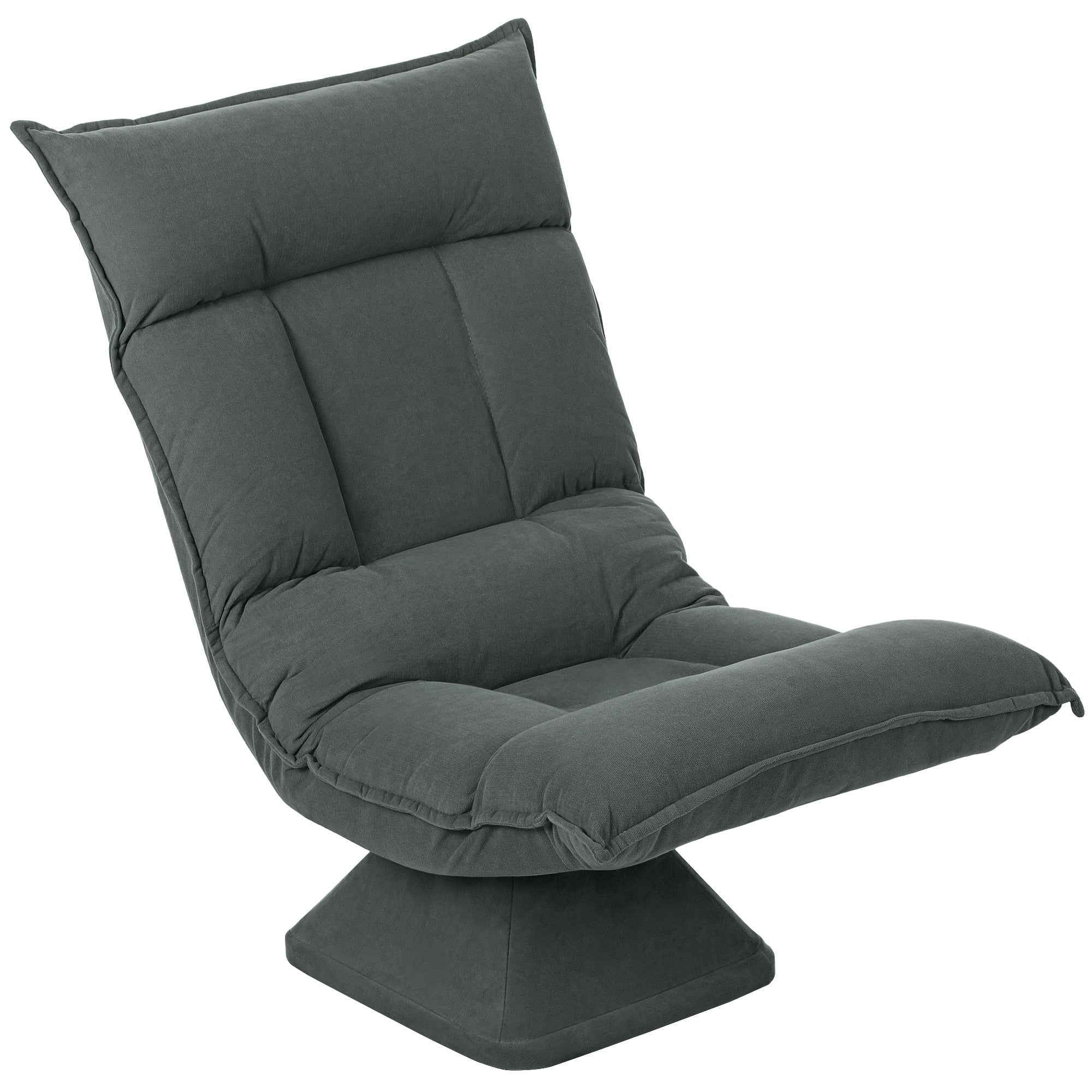 Floor Chair 360° Swivel Floor Seat with 5-Position Adjustable Backrest, Foldable Floor Sofa Meditation Chair Padded Lazy Sofa for Living Room Gaming & Reading Dark Gray