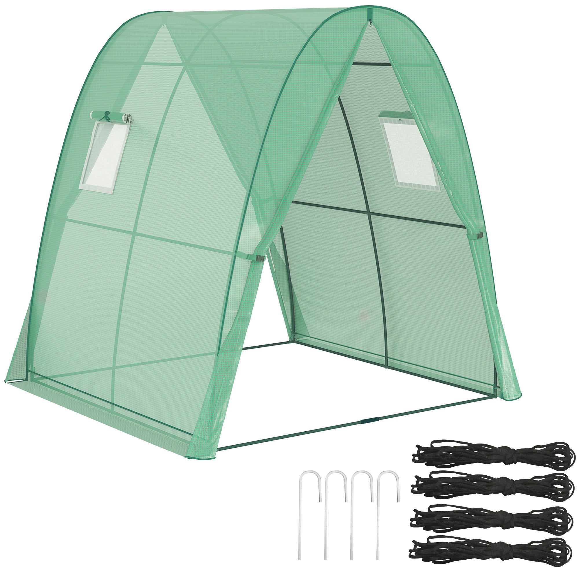 Greenhouse with Roll-Up Door, 2 Windows, Winterproof Steel Frame Greenhouse for Balcony, Garden, Tomato House 180 x 180 x 200 cm, Tomato Greenhouse for Tomatoes, Vegetables, Flowers, Green