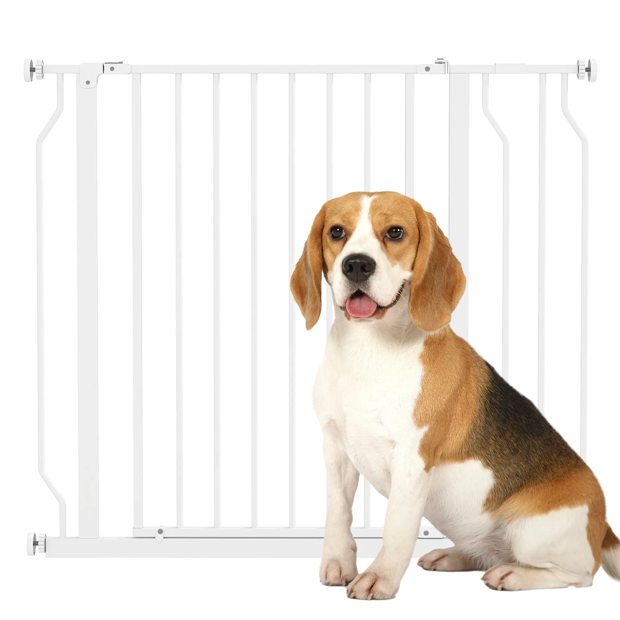 Door Guard Stair Protection Gate with 10 cm Extension Door Barrier without Drilling Stair Gate for Widths 75-95 cm Swivelable on Both Sides Steel White