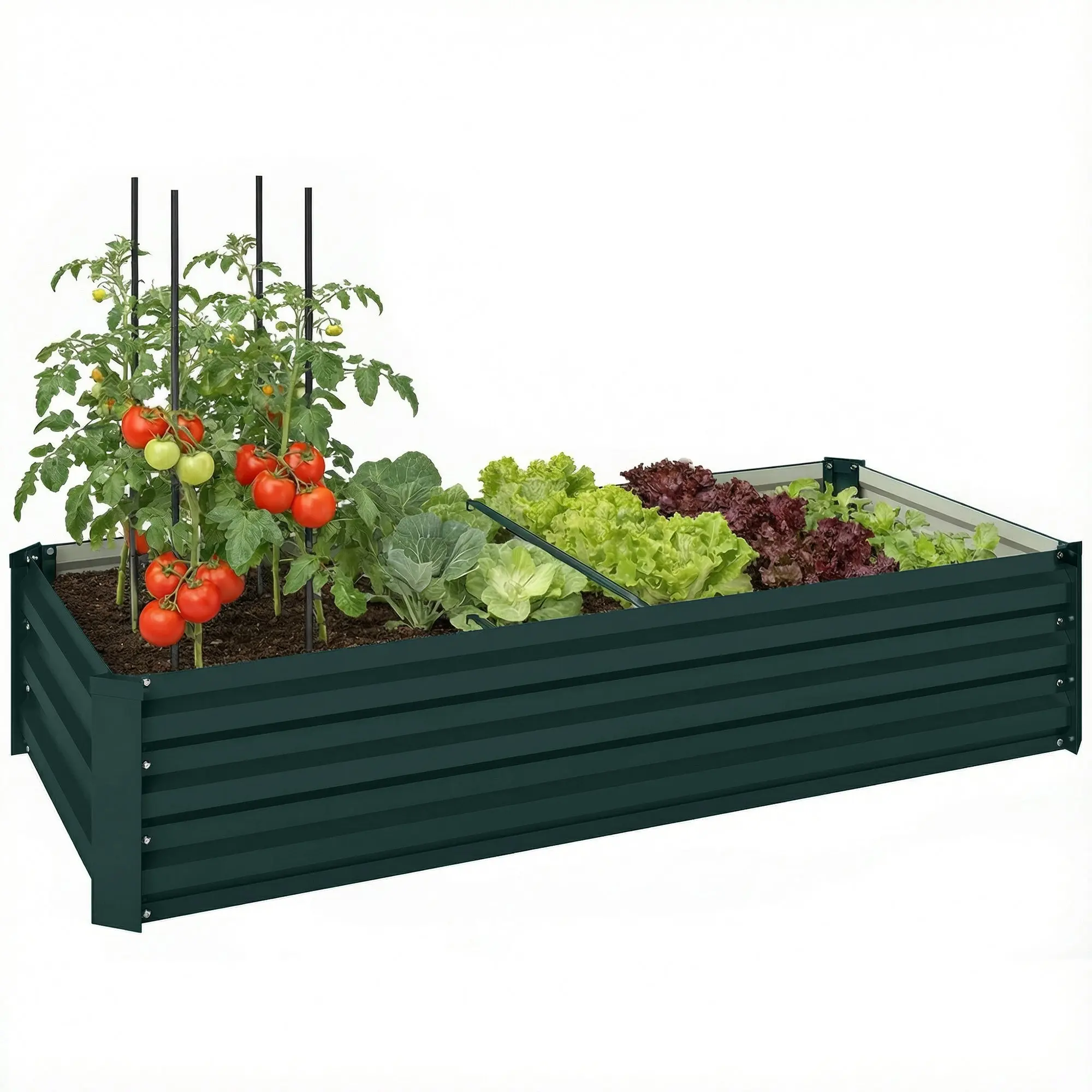 Rectangular Steel Raised Garden Bed Planter with Safety Edge and Open Bottom — 150 x 70 x 30 cm (59.1 x 27.6 x 11.8 in), Green