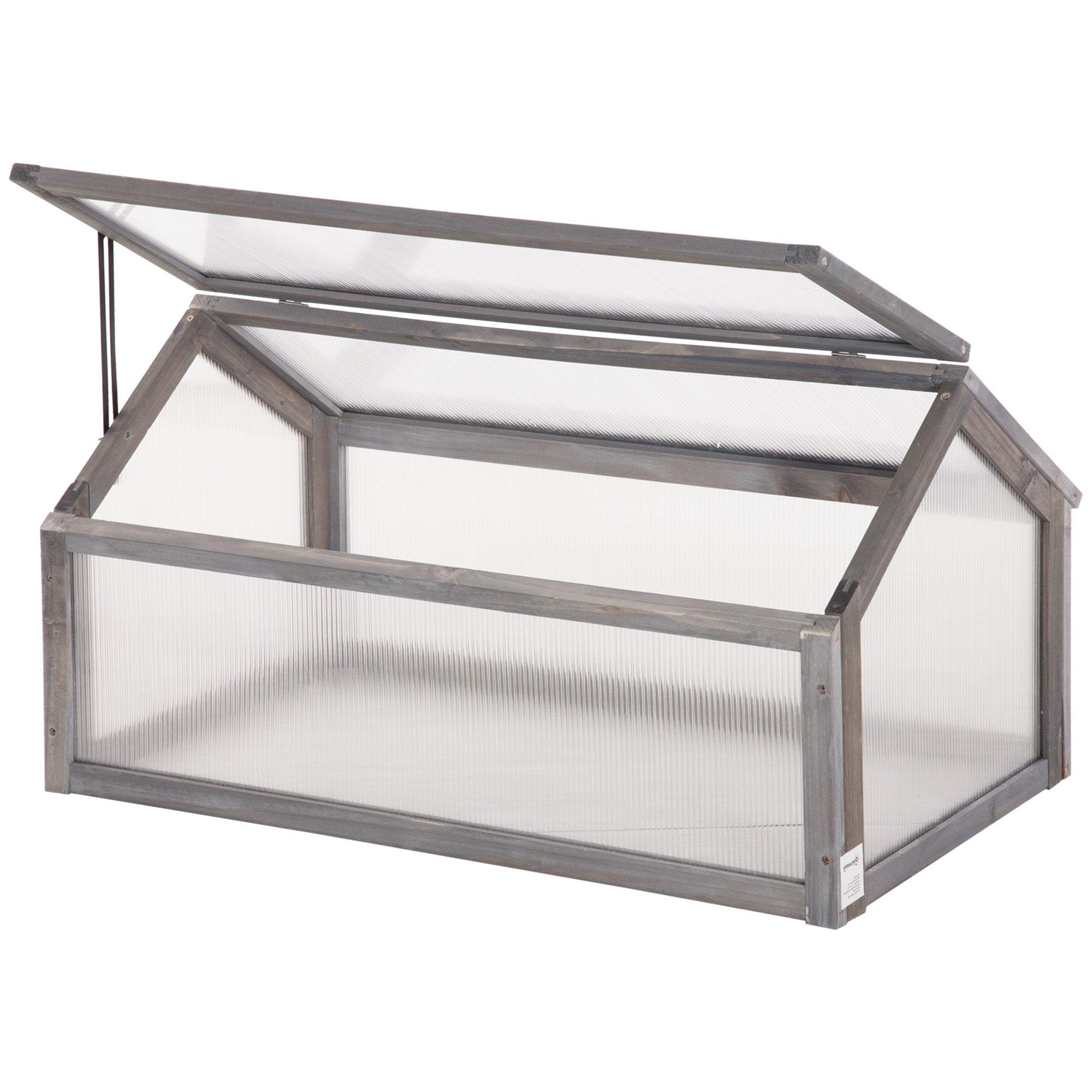 Outsunny Ξύλινο Μίνι Θερμοκήπιο 90 x 52 x 49.5 εκ., Θερμοκήπιο με Κάλυμμα, Φωτοδιαπερατό Ψυχρό Πλαίσιο, Ανθεκτικό Ψηλό Κρεβάτι για Κήπο, Μπαλκόνι, Γκρι