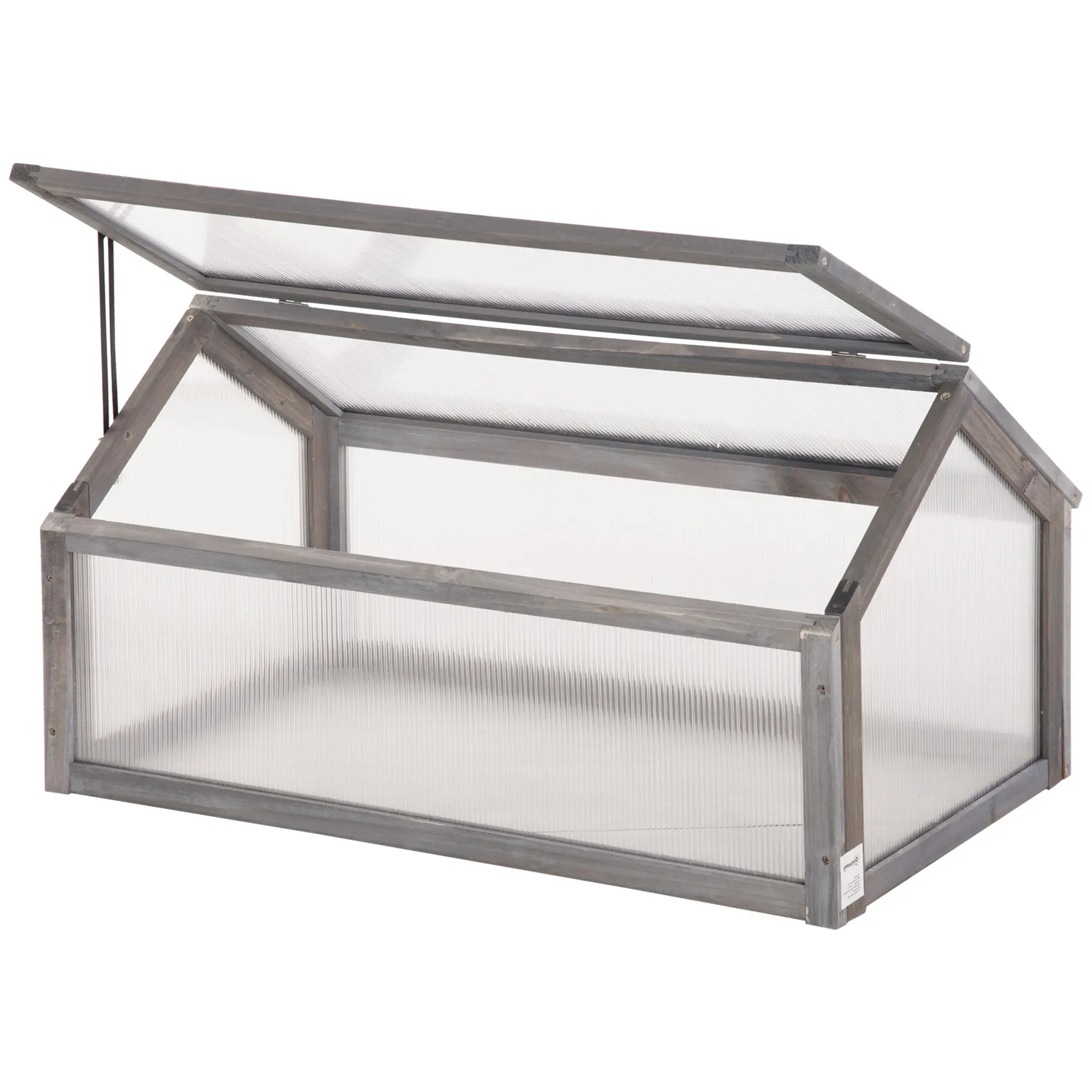 Wooden Mini Greenhouse 90 x 52 x 49.5 cm, Greenhouse with Cover, Light-Transmitting Cold Frame, Winterproof Raised Bed for Garden, Balcony, Gray