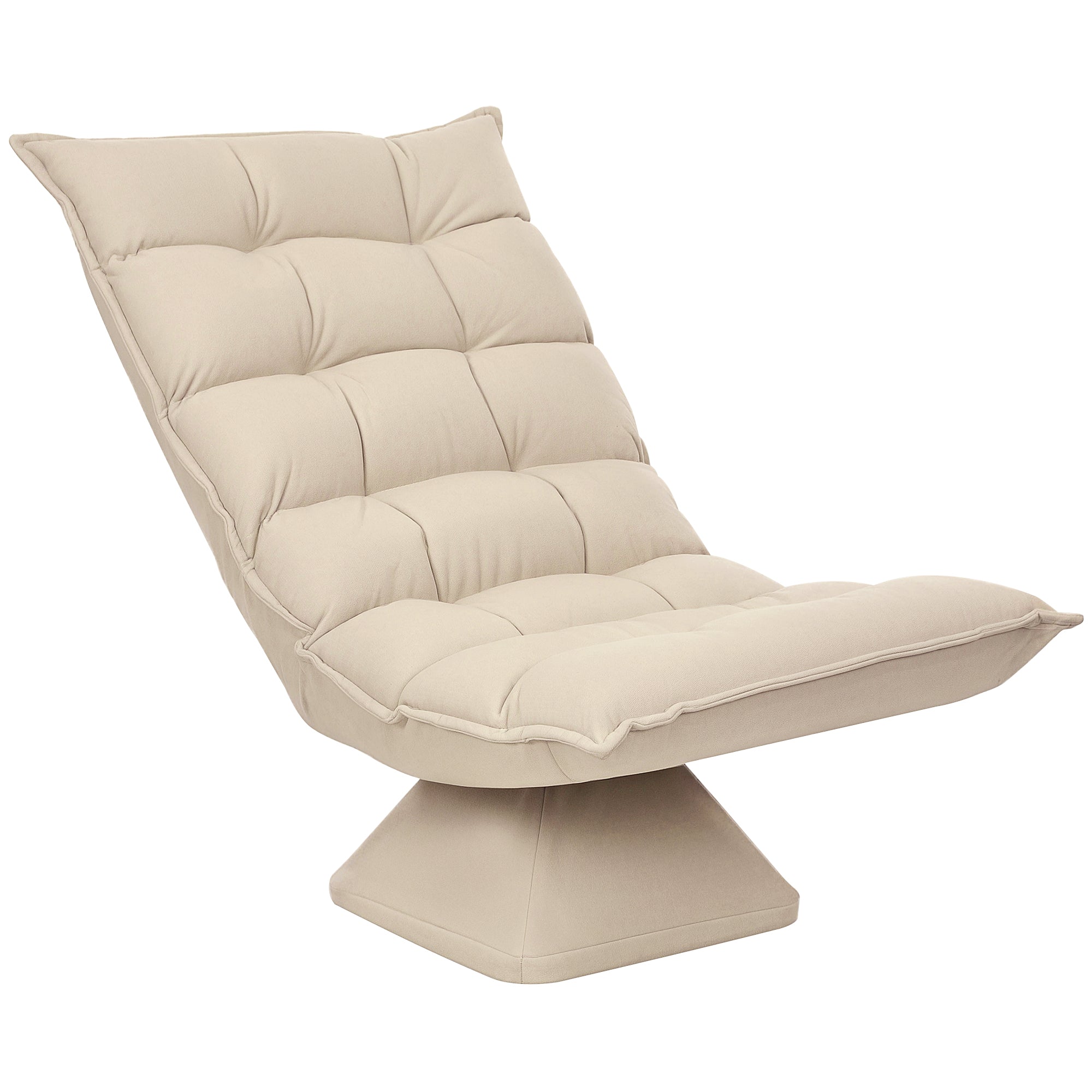HOMCOM Gulvstol Gulvseng med Justerbar Rygdel, Svingende Meditationsstol med Base, Lazy Sofa, Polstret Lænestol til Kontor, Stue, Beige