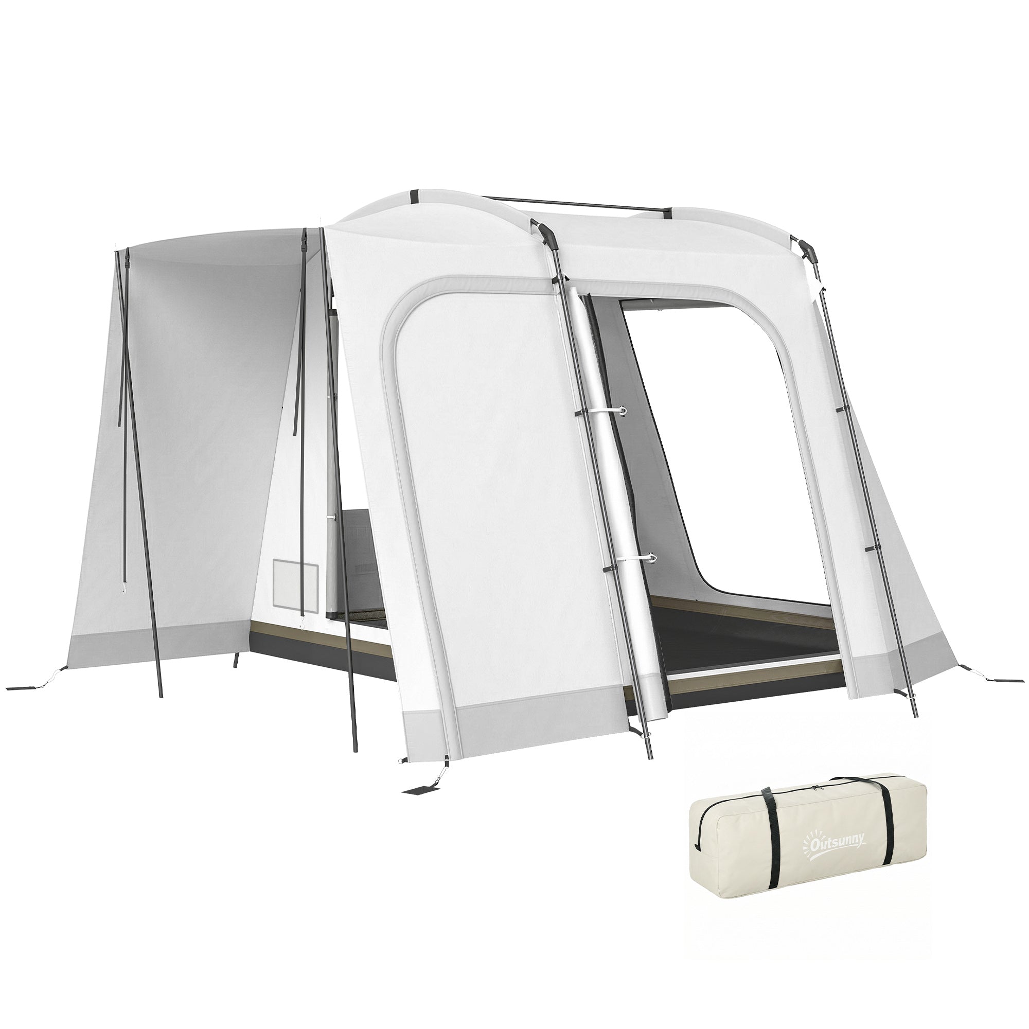 Tente hayon SUV Outsunny pour 2–4 personnes — tente tunnel 2‑en‑1 imperméable avec 4 portes, grande fenêtre, auvent, tapis de sol et sac de transport (320 × 280 × 205 cm)