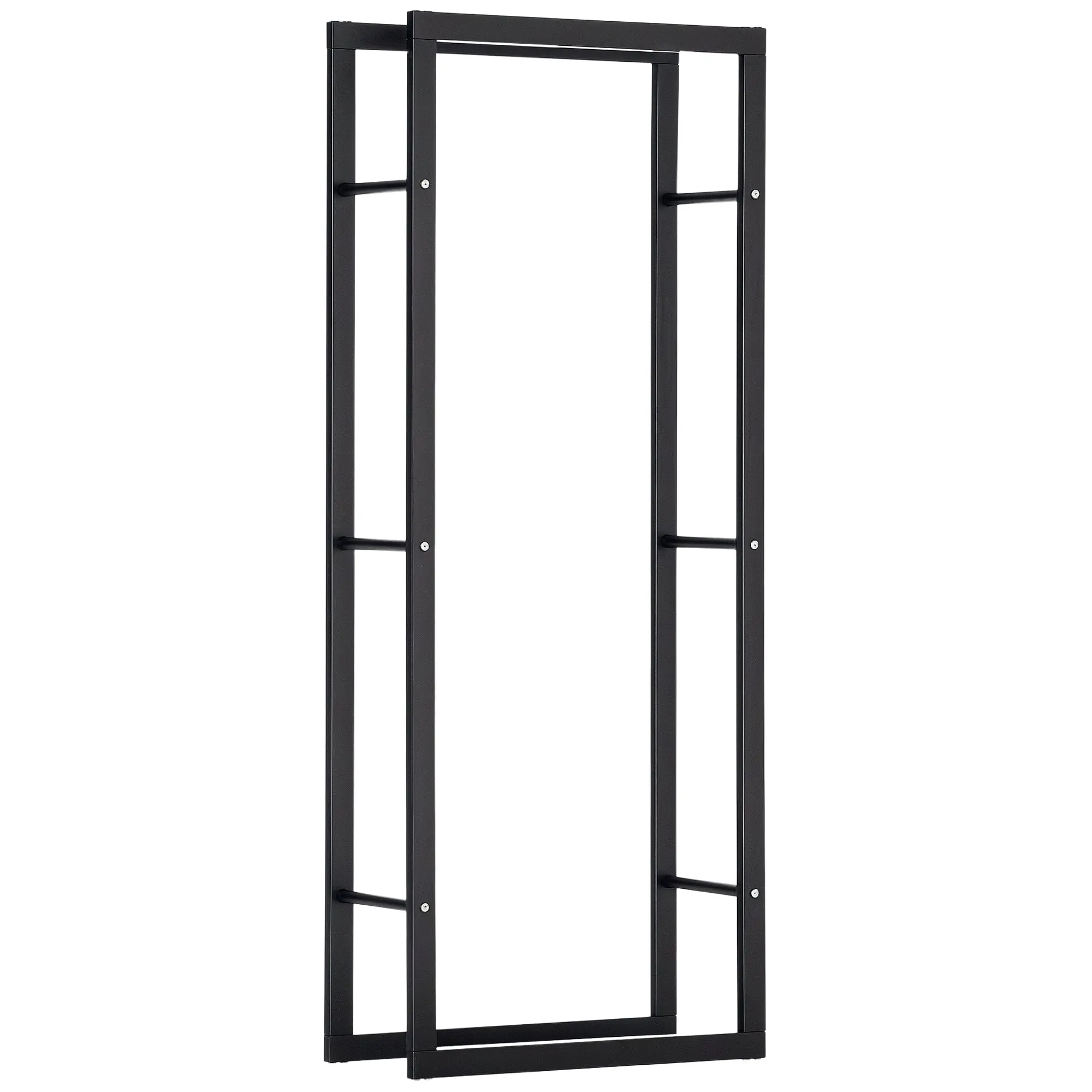 Firewood Rack Metal 60 x 25 x 150 cm Log Rack Stack Aid Steel Frame up to 100kg Fireplace Stand Outdoor Wood Rack Firewood Rack for Garden Terrace Outside Black