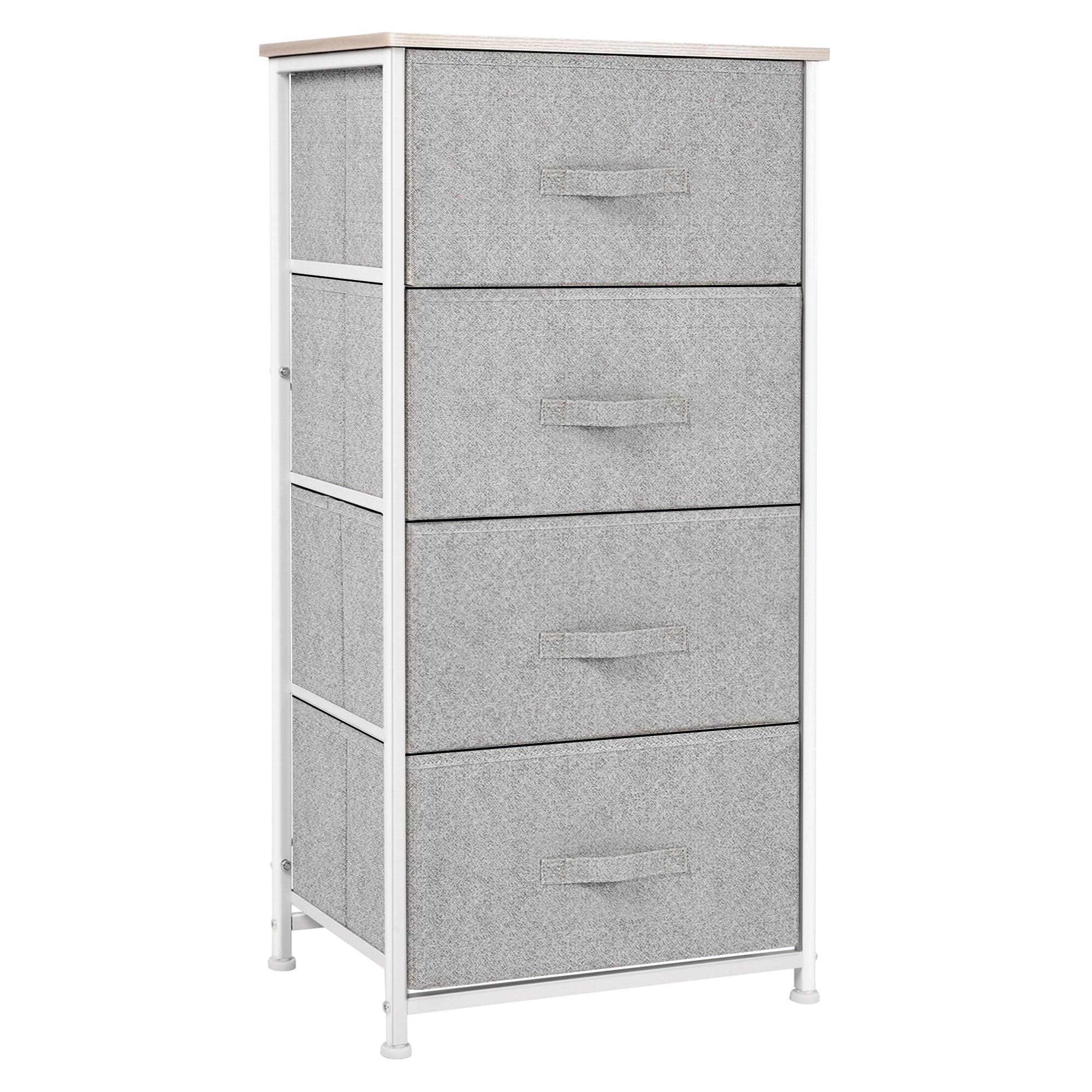 HOMCOM Kommode mit 4 Stoffschubladen - Multifunktional für Schlafzimmer, Wohnzimmer, Flur 45x30x92 cm Grau