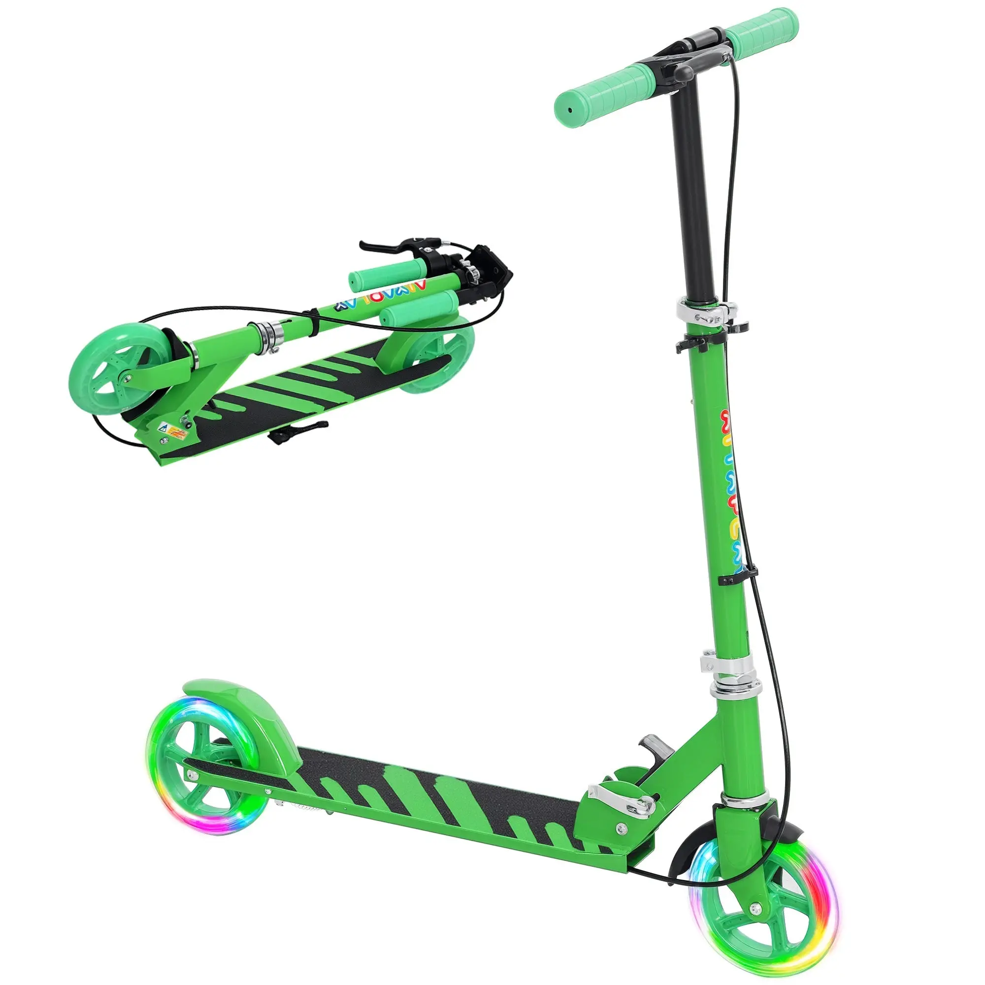Kids Scooter with Light-Up Wheels, Brake, Foldable Children's Scooter Adjustable Height Scooter Kick Scooter for Kids Teens 3-8 Years Old City Scooter up to 50 kg