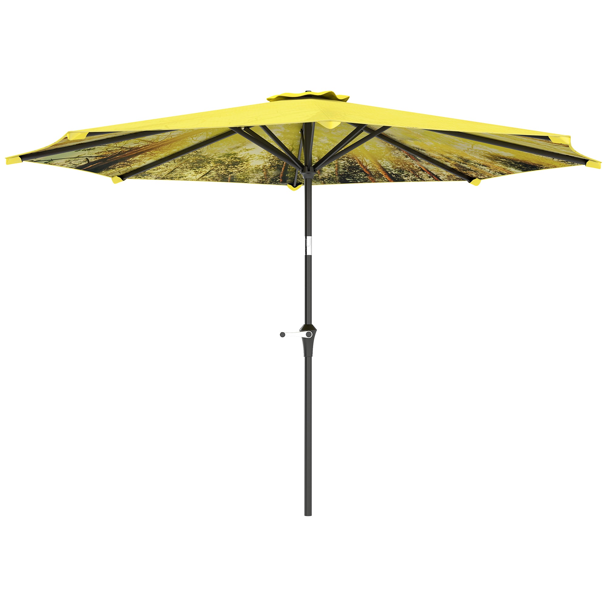 Sun Umbrella ?300 cm, Sun Umbrella with Hand Crank, Pattern，Octagonal Balcony Umbrella Beach Umbrella Windproof Stable Market Umbrella Crank Umbrella Sun Protection for Beach Balcony Terrace Garden, Yellow