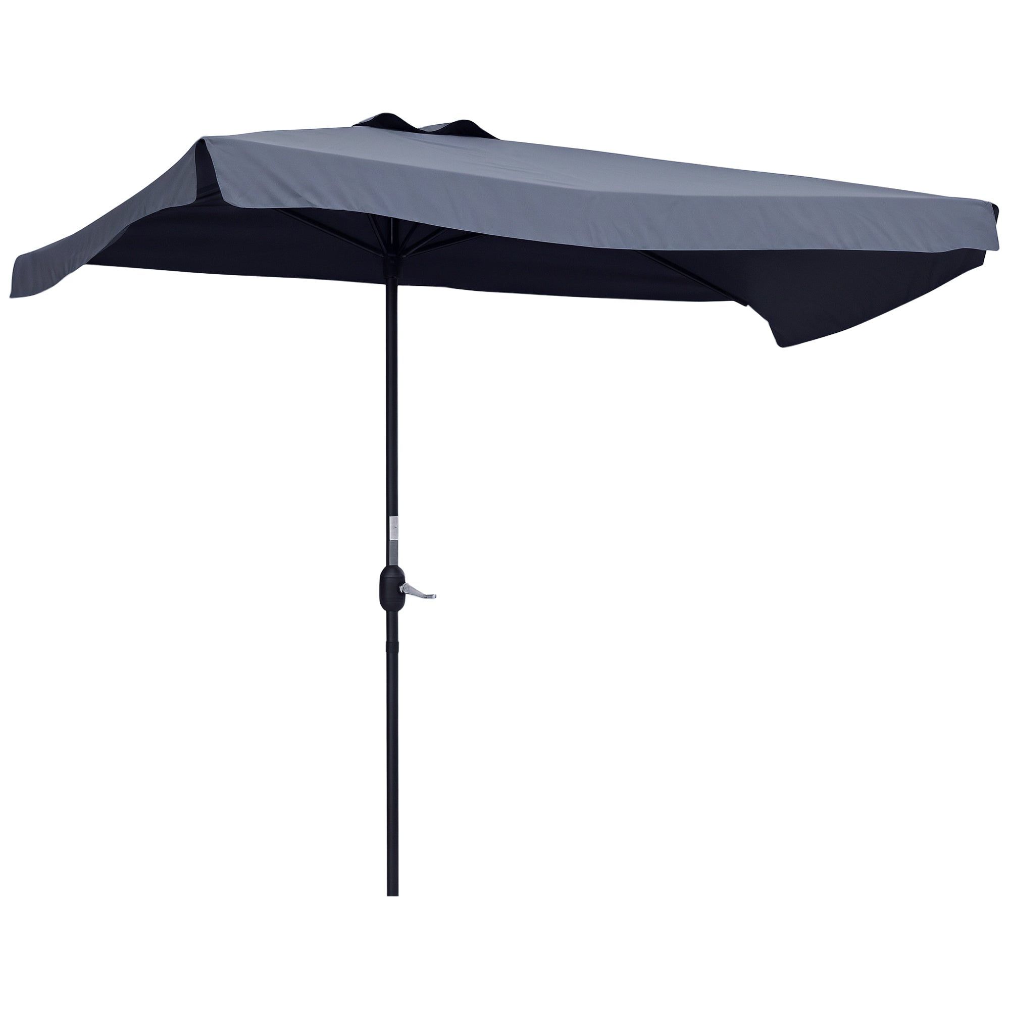 Ορθογώνια Ομπρέλα Outsunny 230x130x249 εκ. Τοίχου Παράσολα Μεσαία Ομπρέλα με Χερούλι UV Προστασία Αδιάβροχη Ομπρέλα για Μπαλκόνι Βεράντα Κήπο Σκούρο Γκρι